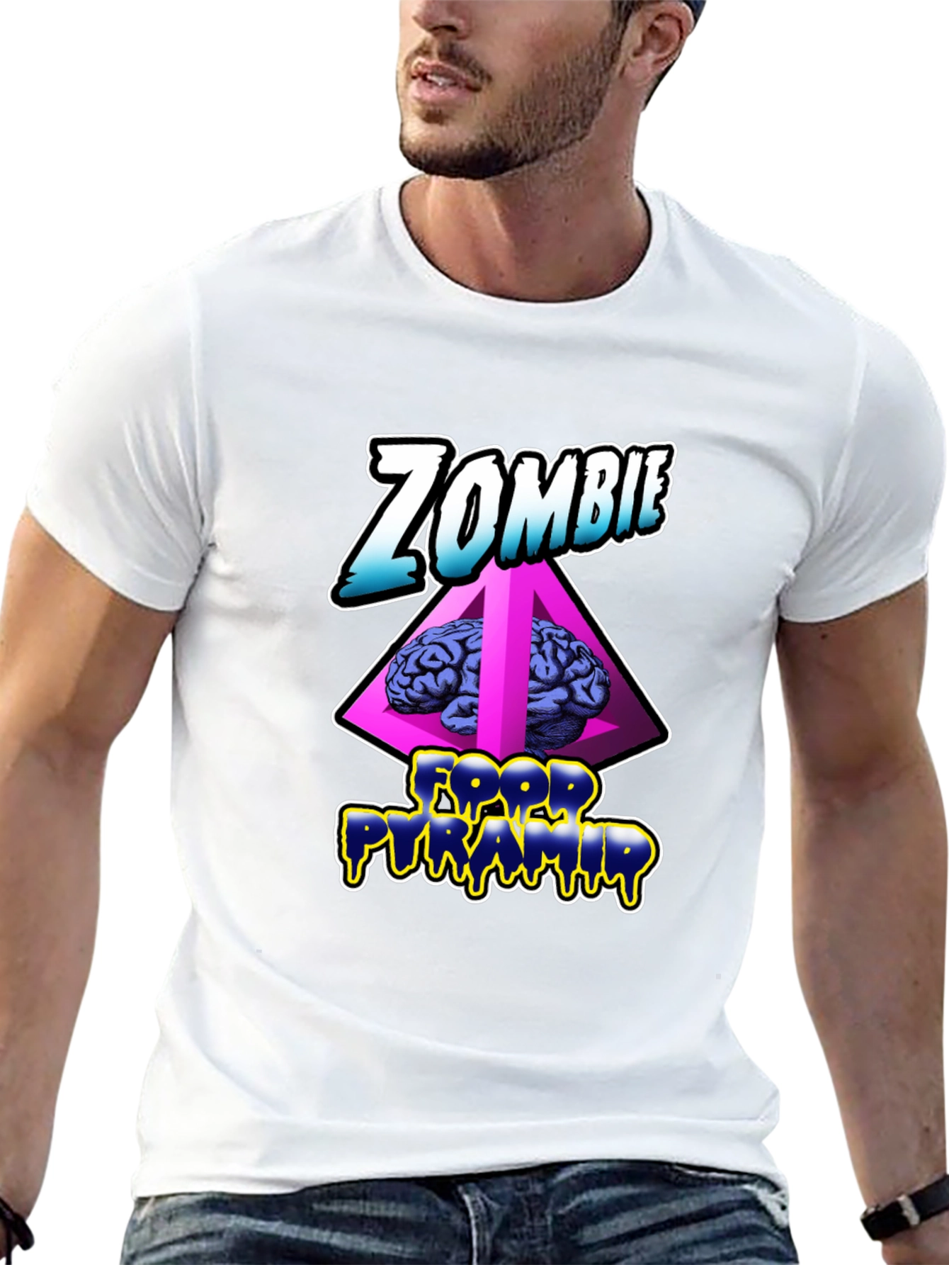 Zombie Food Pyramid Black Graphic Tee - 13