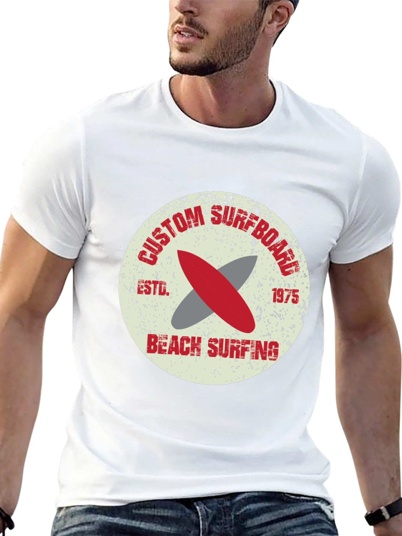 Black Custom Surfboard Beach Surfing Graphic T-Shirt view 13