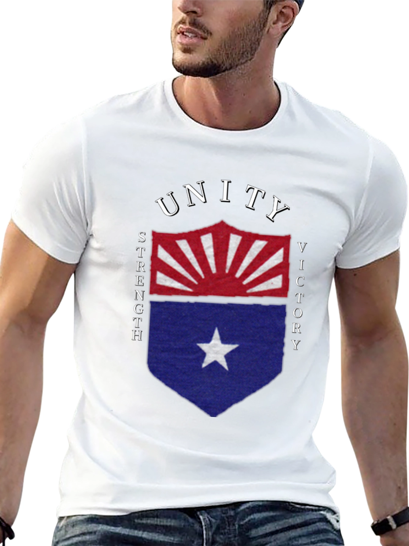 Black Unity Strength Victory Shield Graphic Tee - Soft Cotton Blend view 13