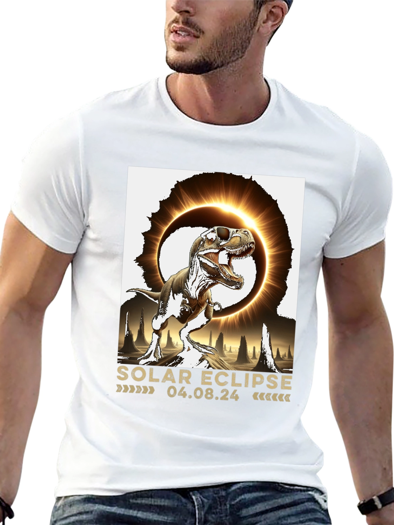 Black Solar Eclipse Dinosaur T-Shirt view 13