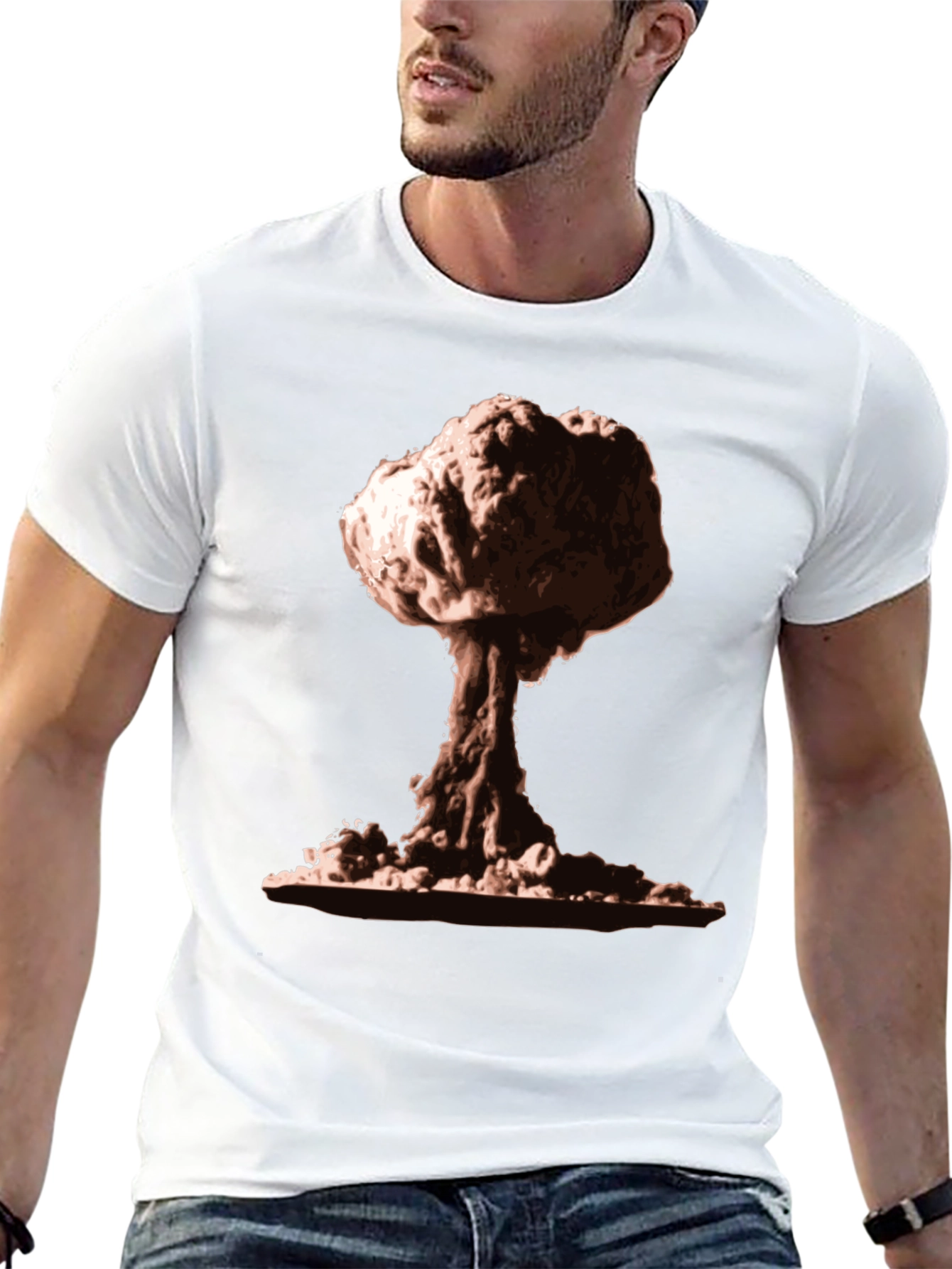 Black Mushroom Cloud Graphic Tee - Nuclear Bomb Design view 13
