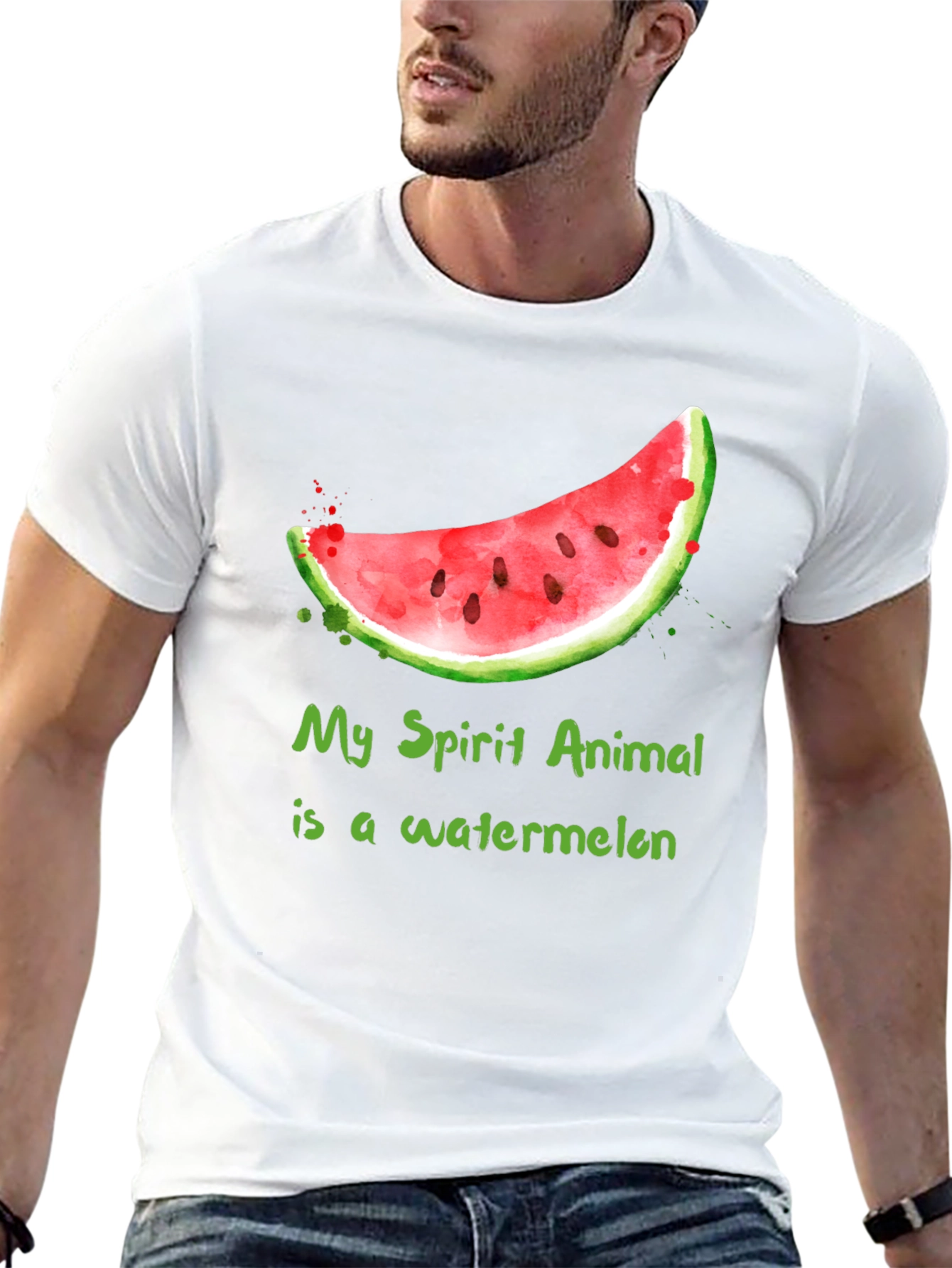 Black Watermelon Spirit Animal T-Shirt - Funny Fruit Tee view 13