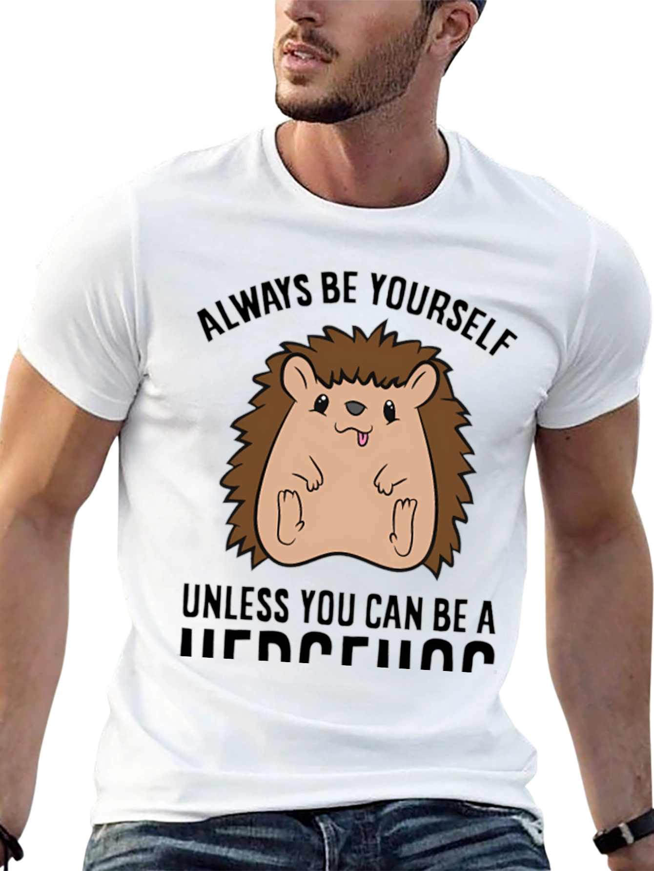 Black Funny Hedgehog T-Shirt - Always Be Yourself view 13