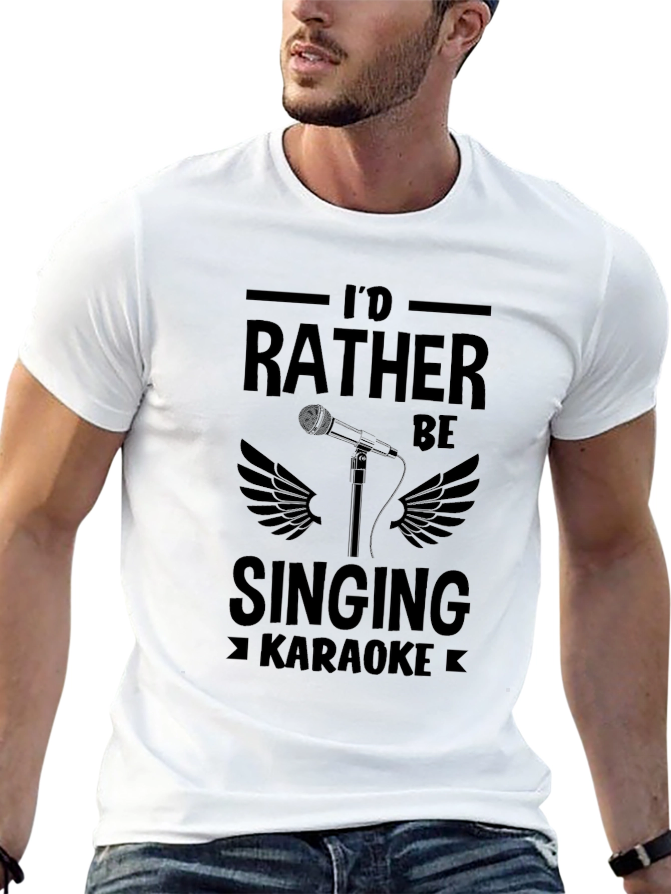 Black I'd Rather Be Singing Karaoke T-Shirt view 13