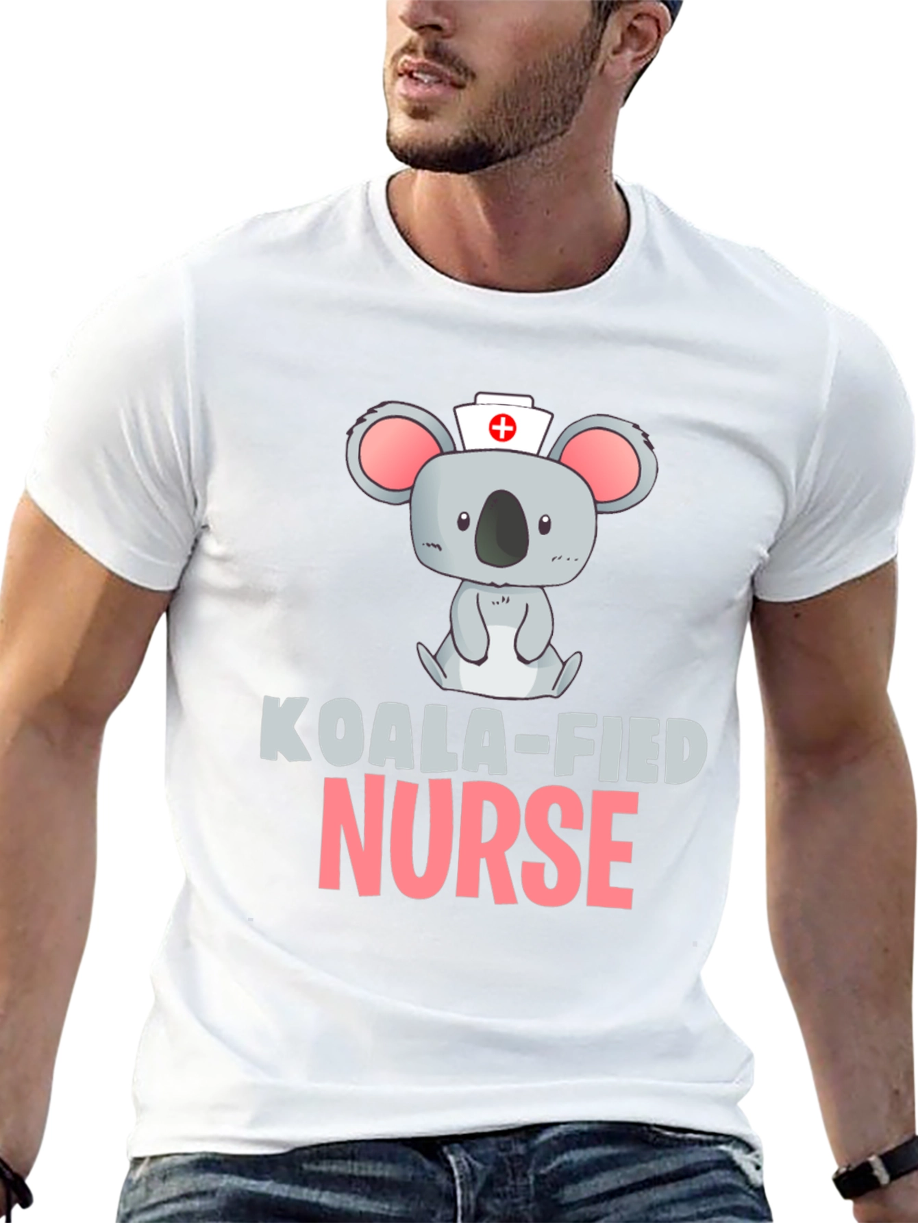 Black Koala-fied Nurse Black T-Shirt view 13