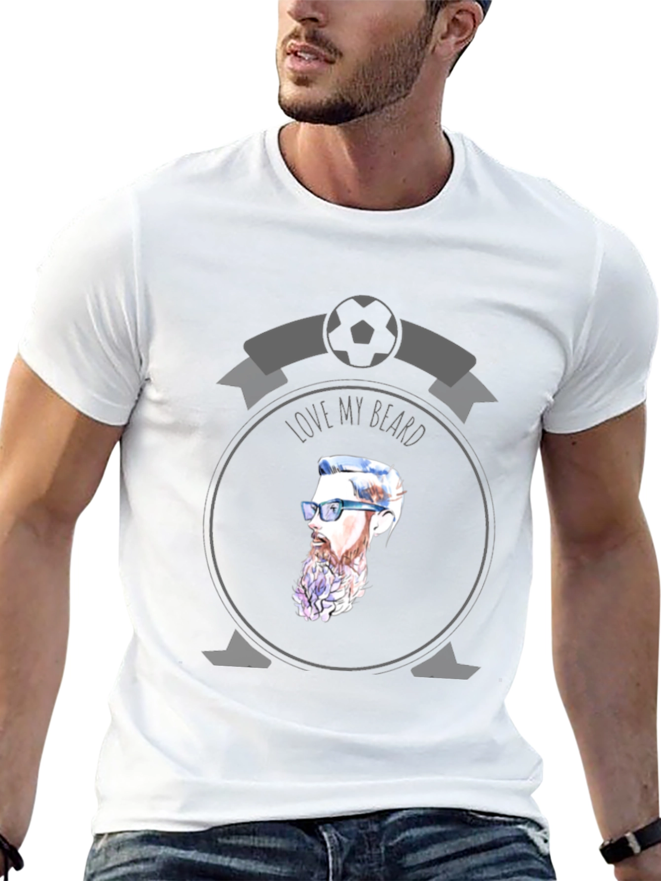 Black Love My Beard Graphic T-Shirt - Soccer Fan Style view 13