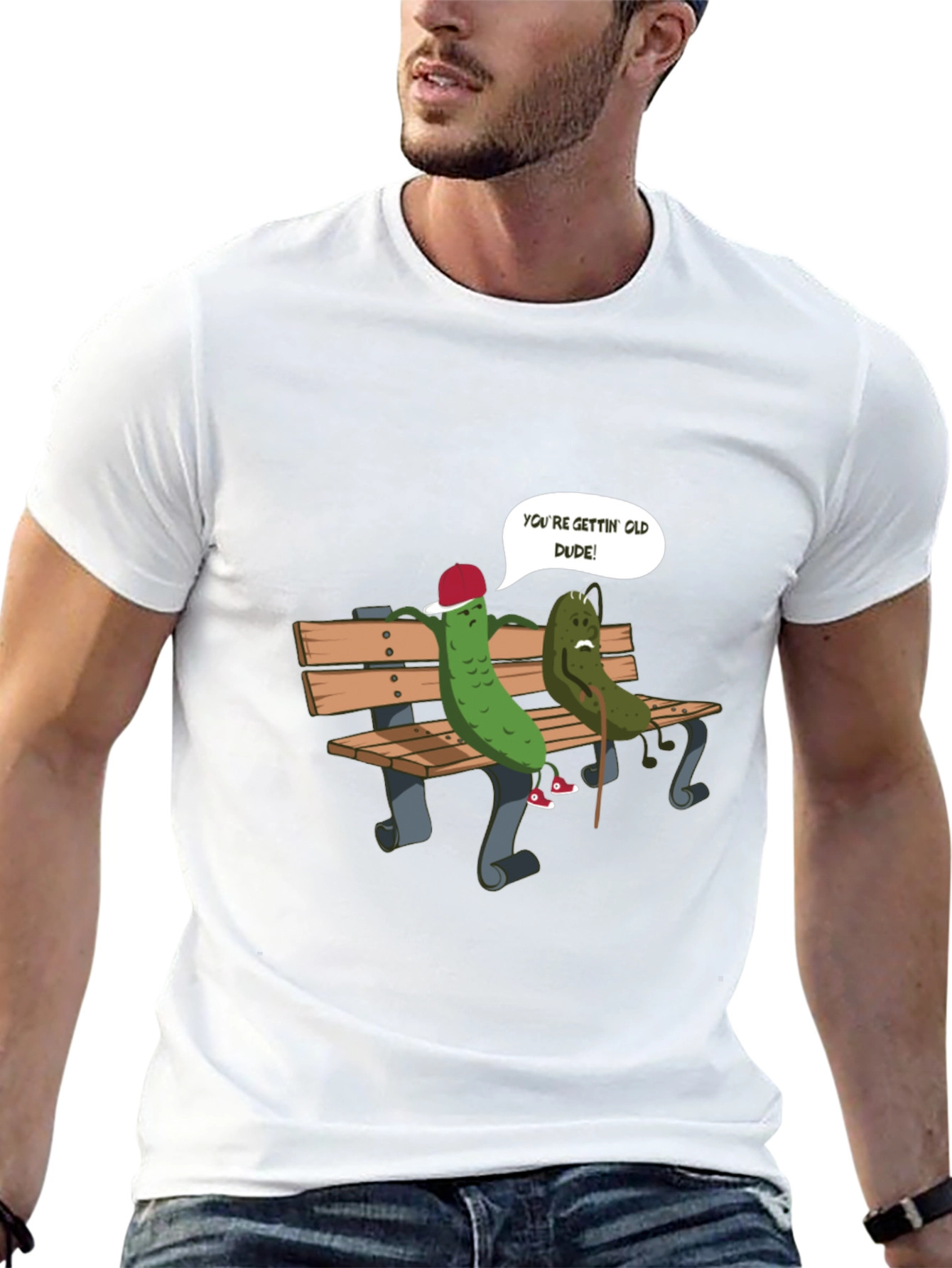 Black Funny Pickle Old Dude Graphic T-Shirt view 13