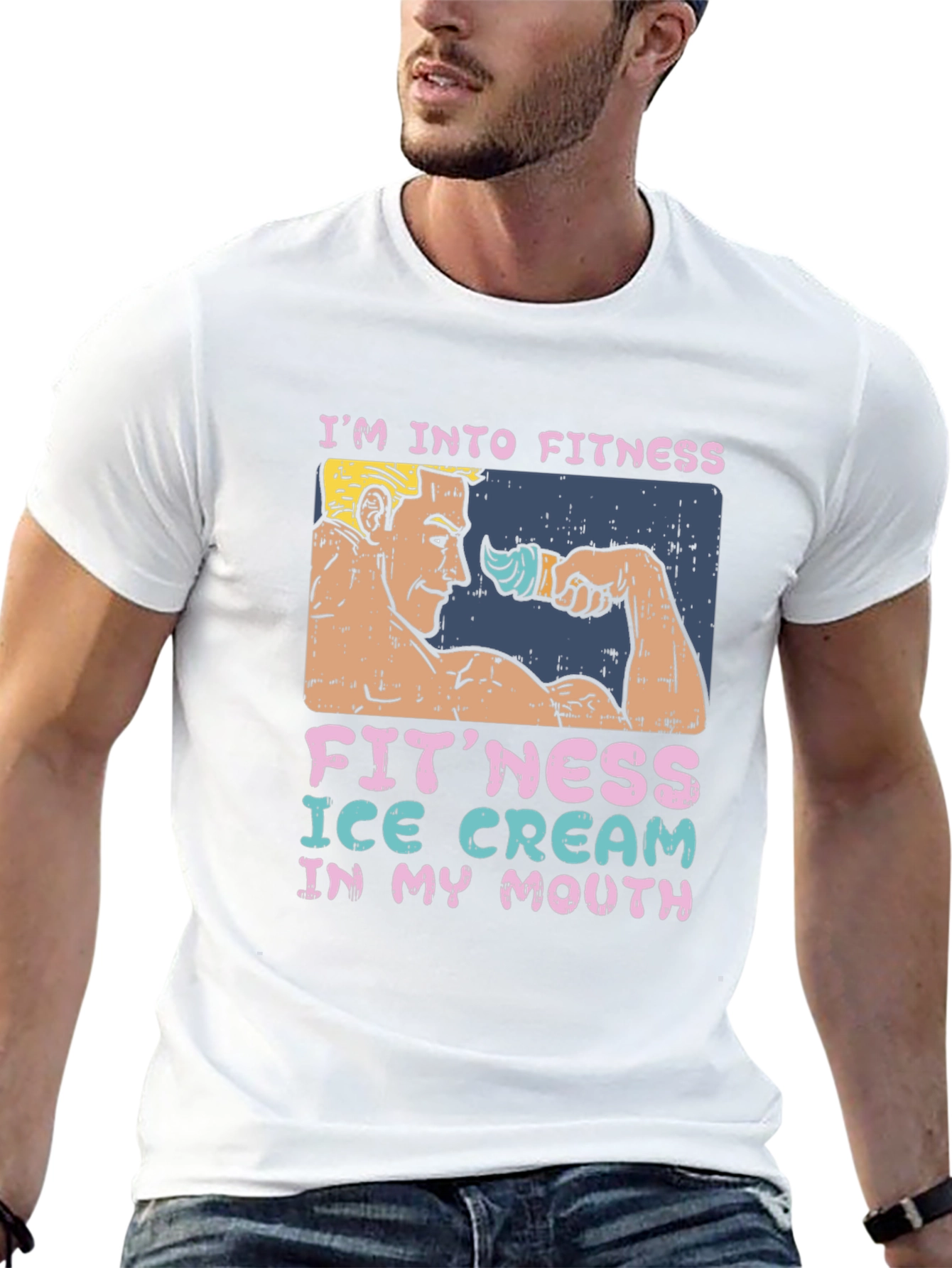 Black Fitness Ice Cream Funny Graphic T-Shirt view 13