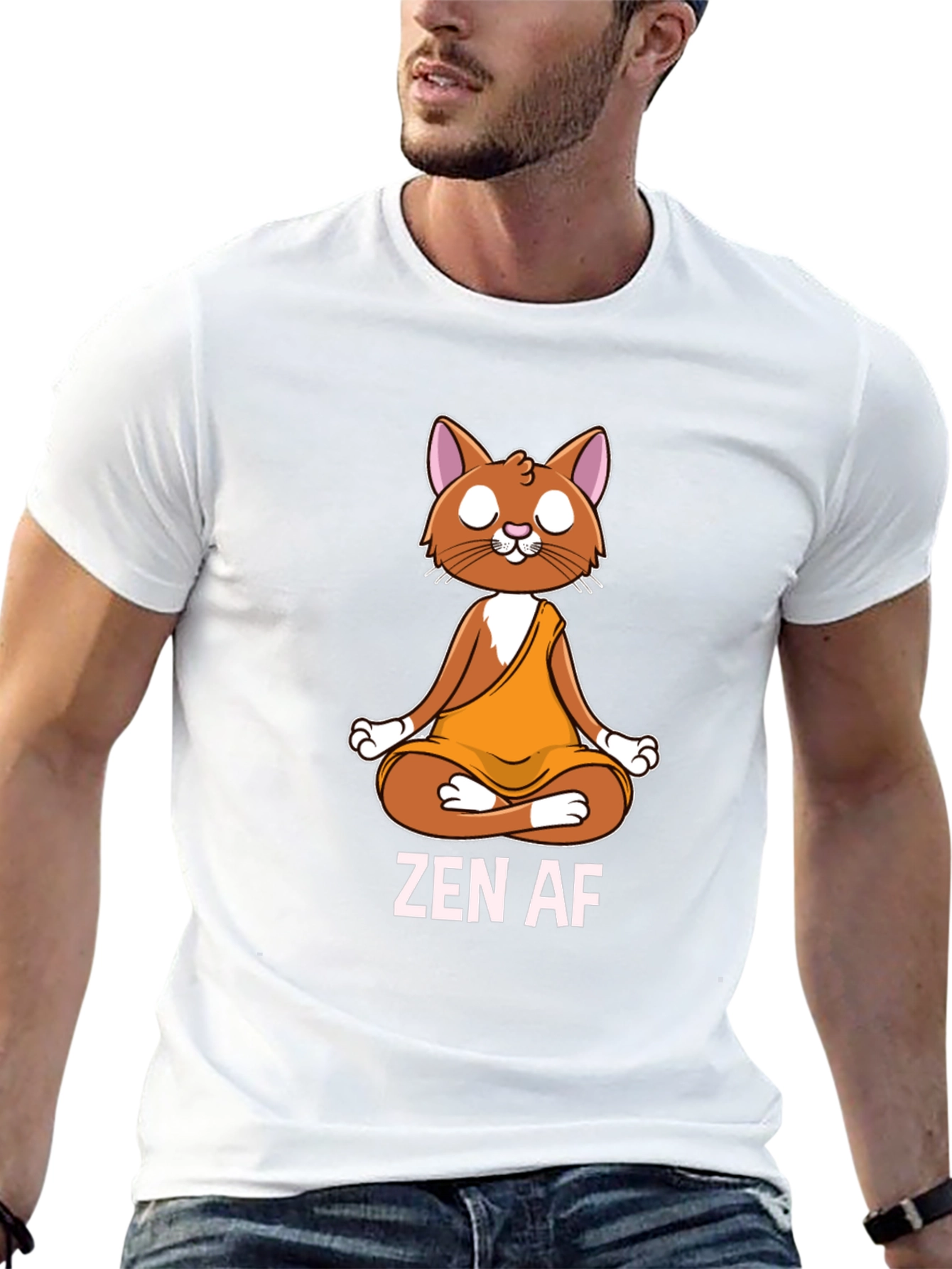 Black Zen AF Cat T-Shirt - Meditating Feline Tee view 13