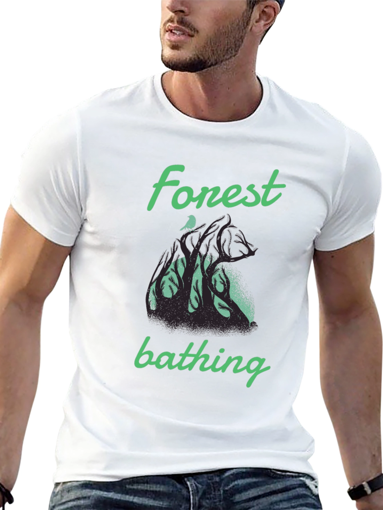 Forest Bathing Graphic Tee - Black Cotton T-Shirt - 13