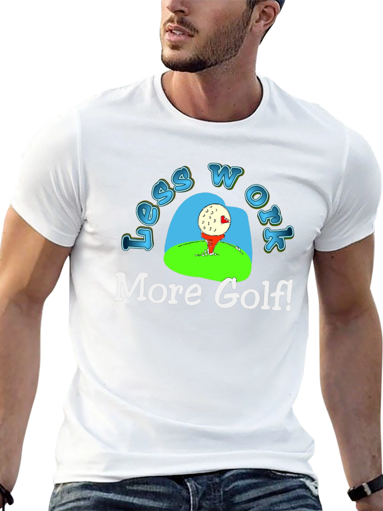Black Less Work More Golf! T-Shirt view 13