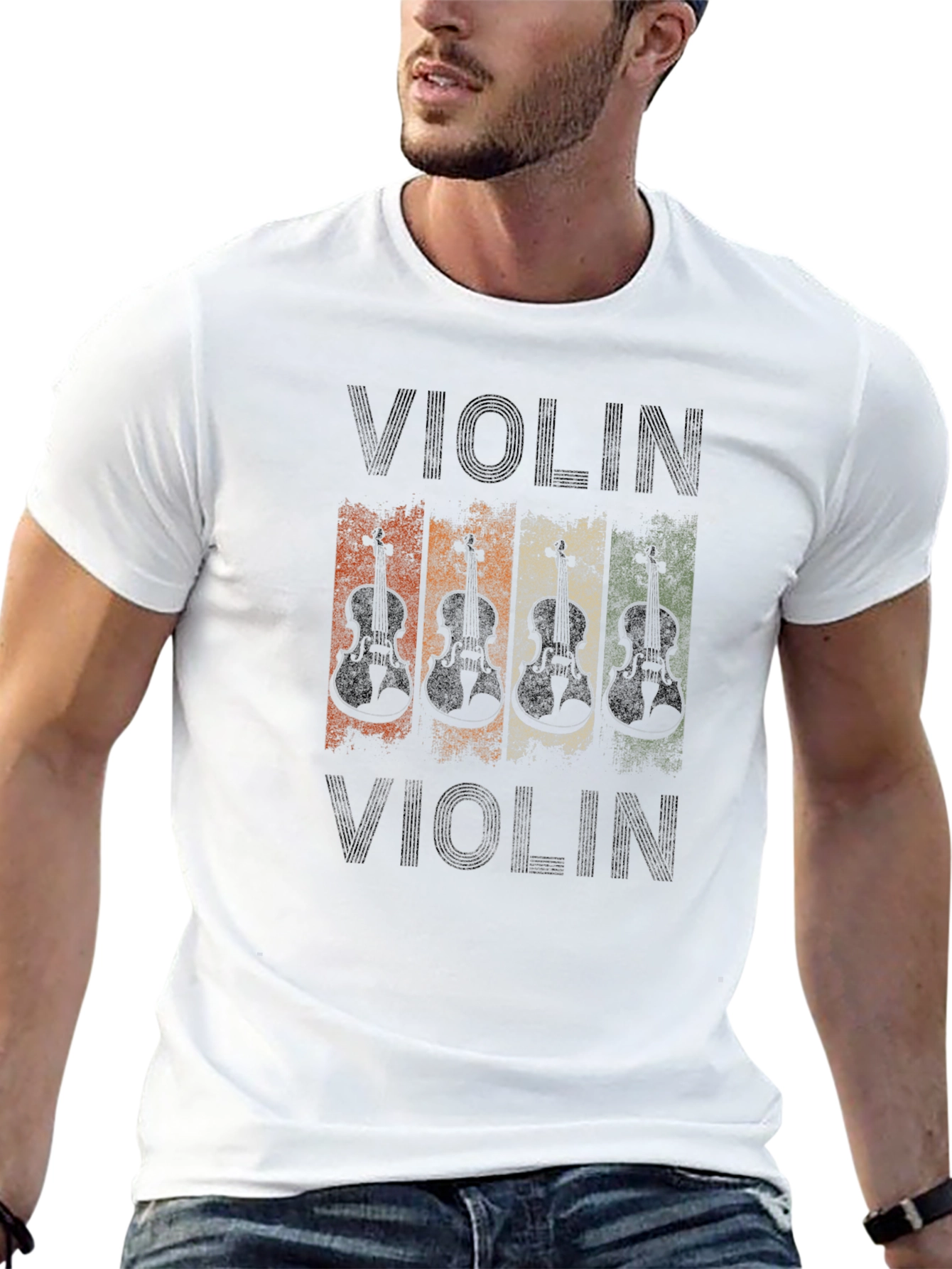 Black Vintage Violin Music Lover T-Shirt view 13