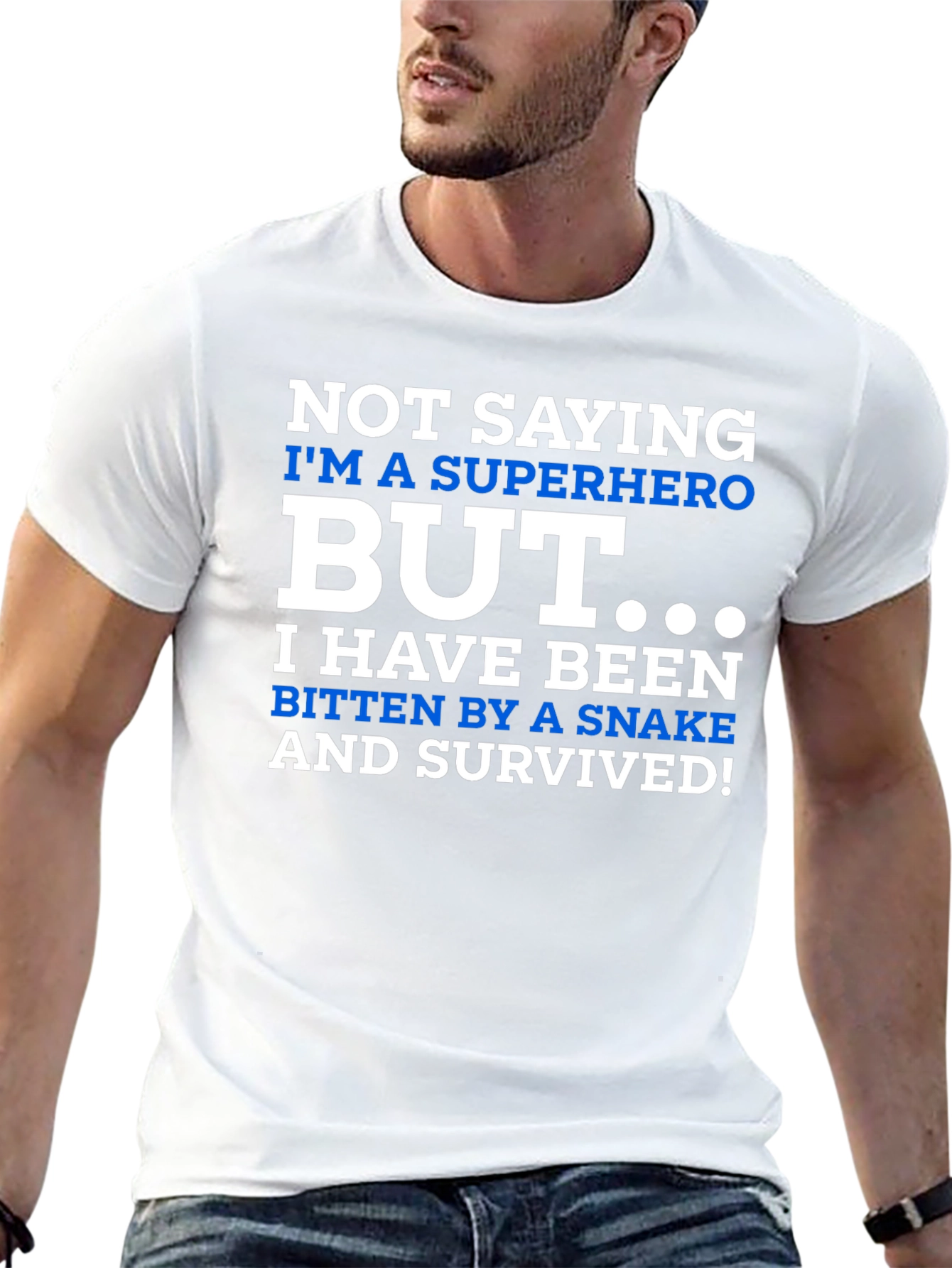 Black Superhero Snake Bite Survivor Novelty T-Shirt view 13