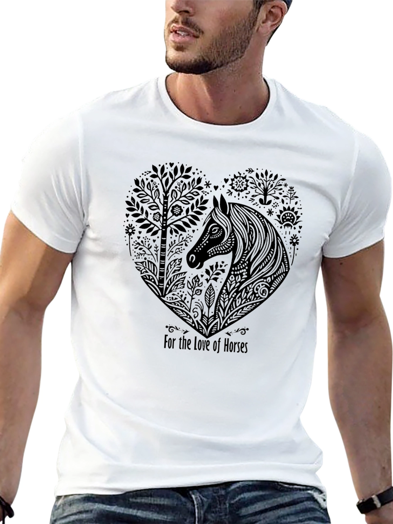 Black Horse Lover T-Shirt - Heart Design view 13