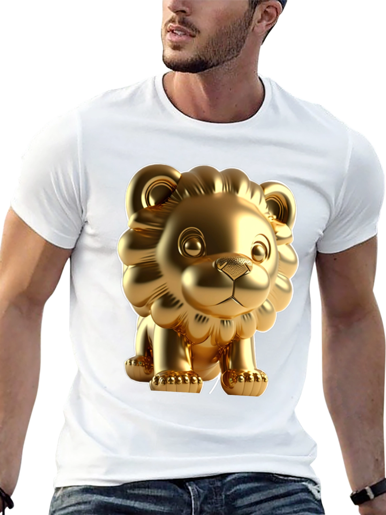 Black Golden Lion Graphic Tee - Bold Style, Soft Fabric view 13