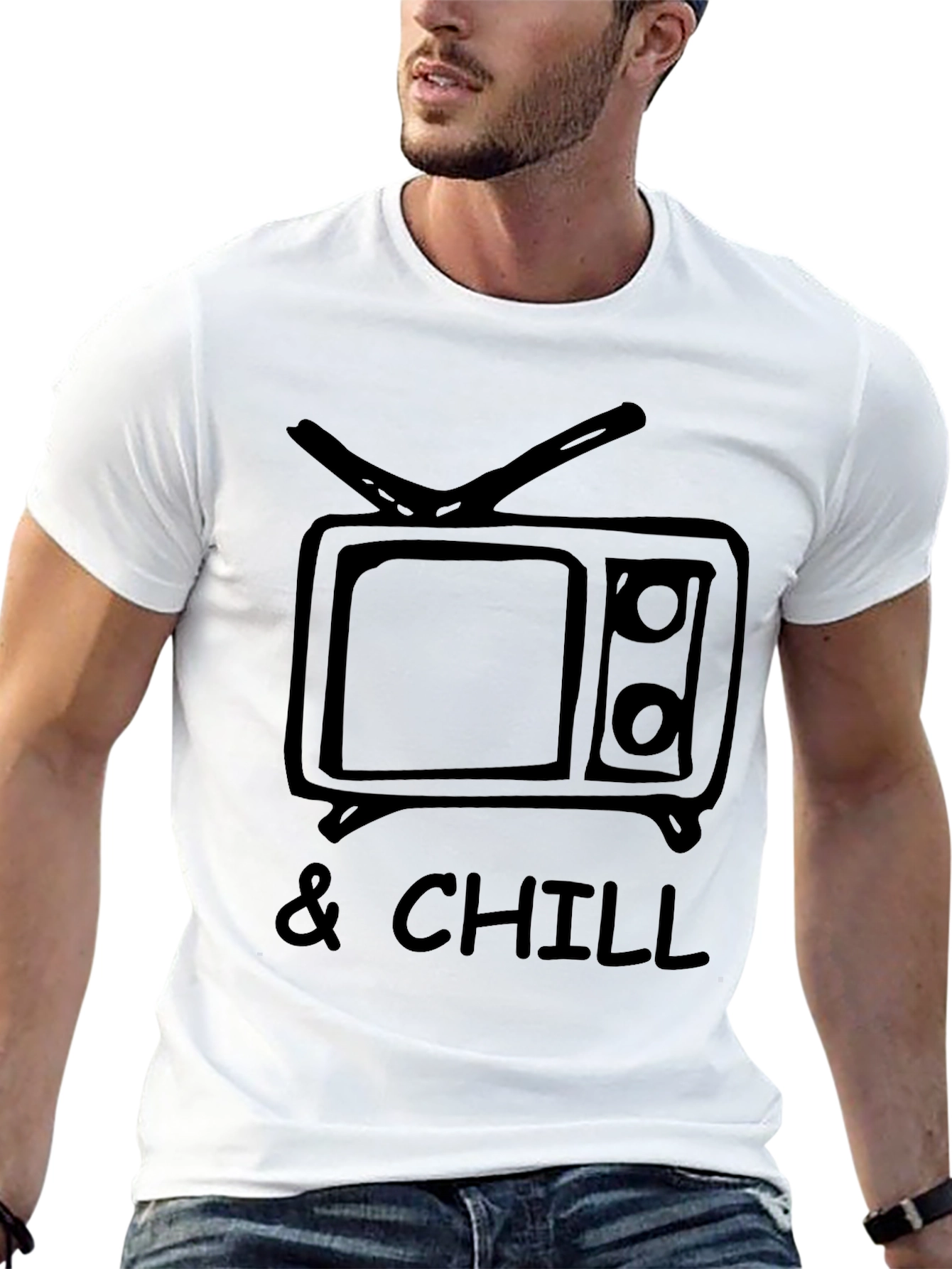 TV & Chill Black Graphic Tee - 13