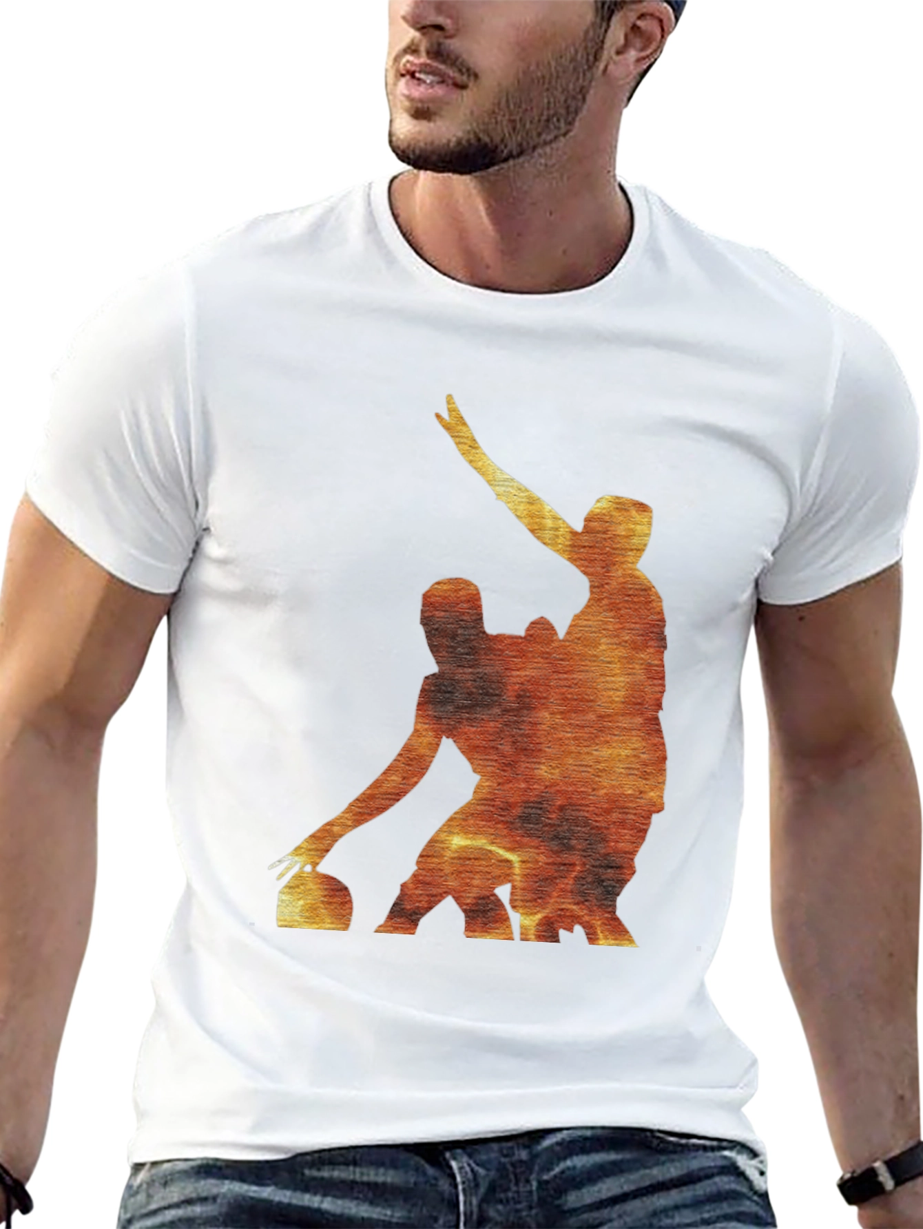 Black Fiery Curling Players Black T-Shirt view 13