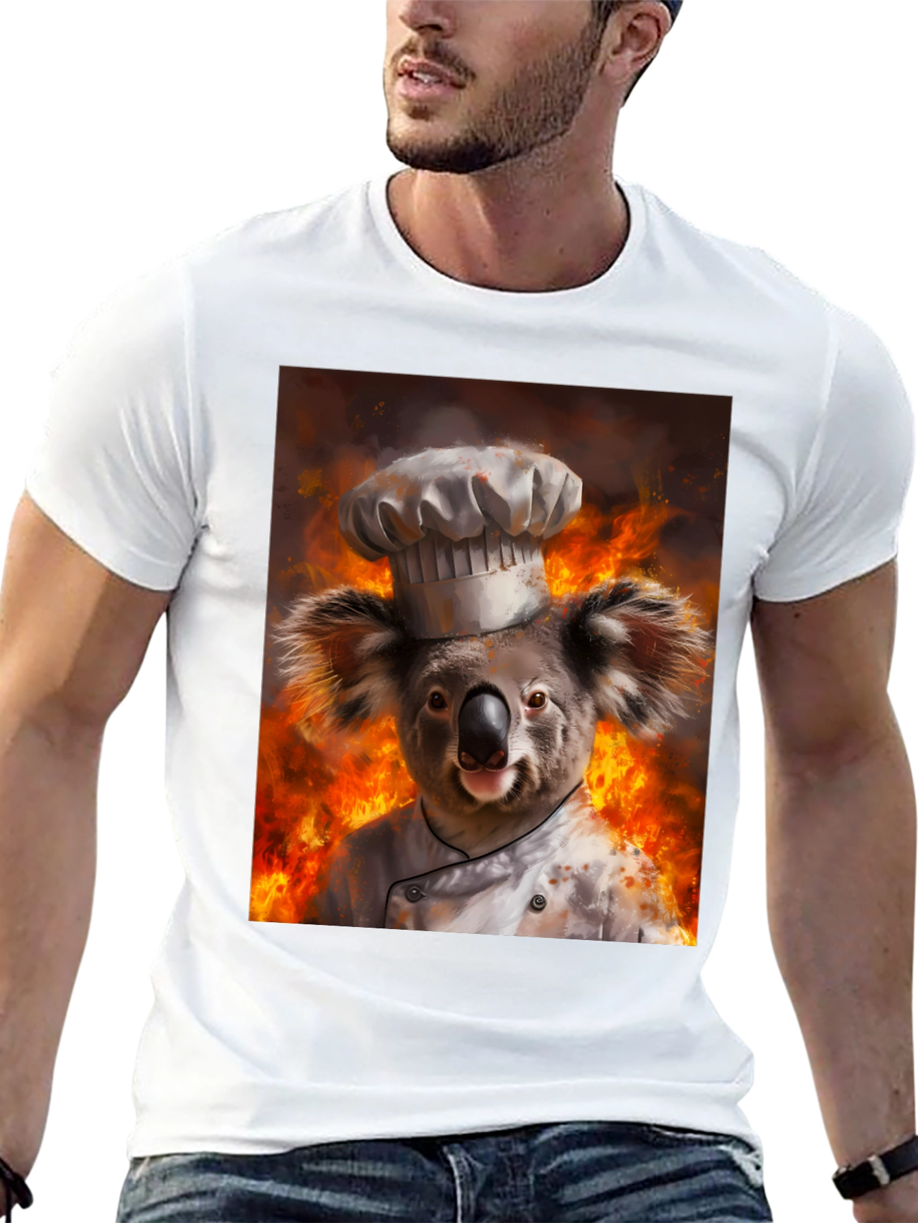 Black Chef Koala T-Shirt - Fiery Kitchen Design view 13