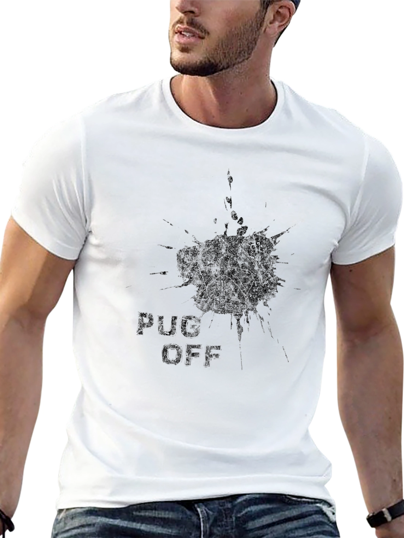 Black Pug Off Graphic Tee - Black T-Shirt view 13