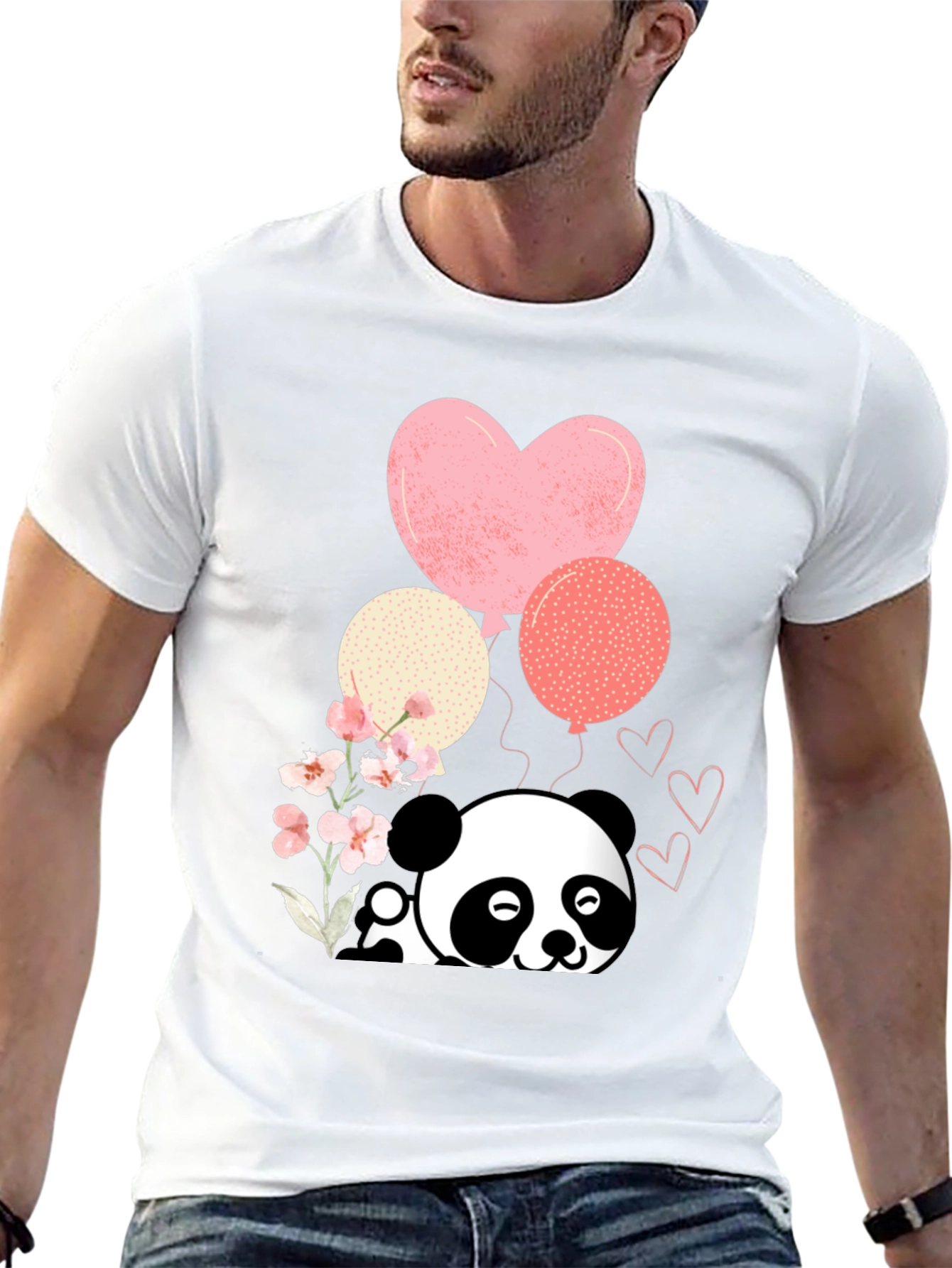 Black Cute Panda & Balloons Graphic Tee view 13