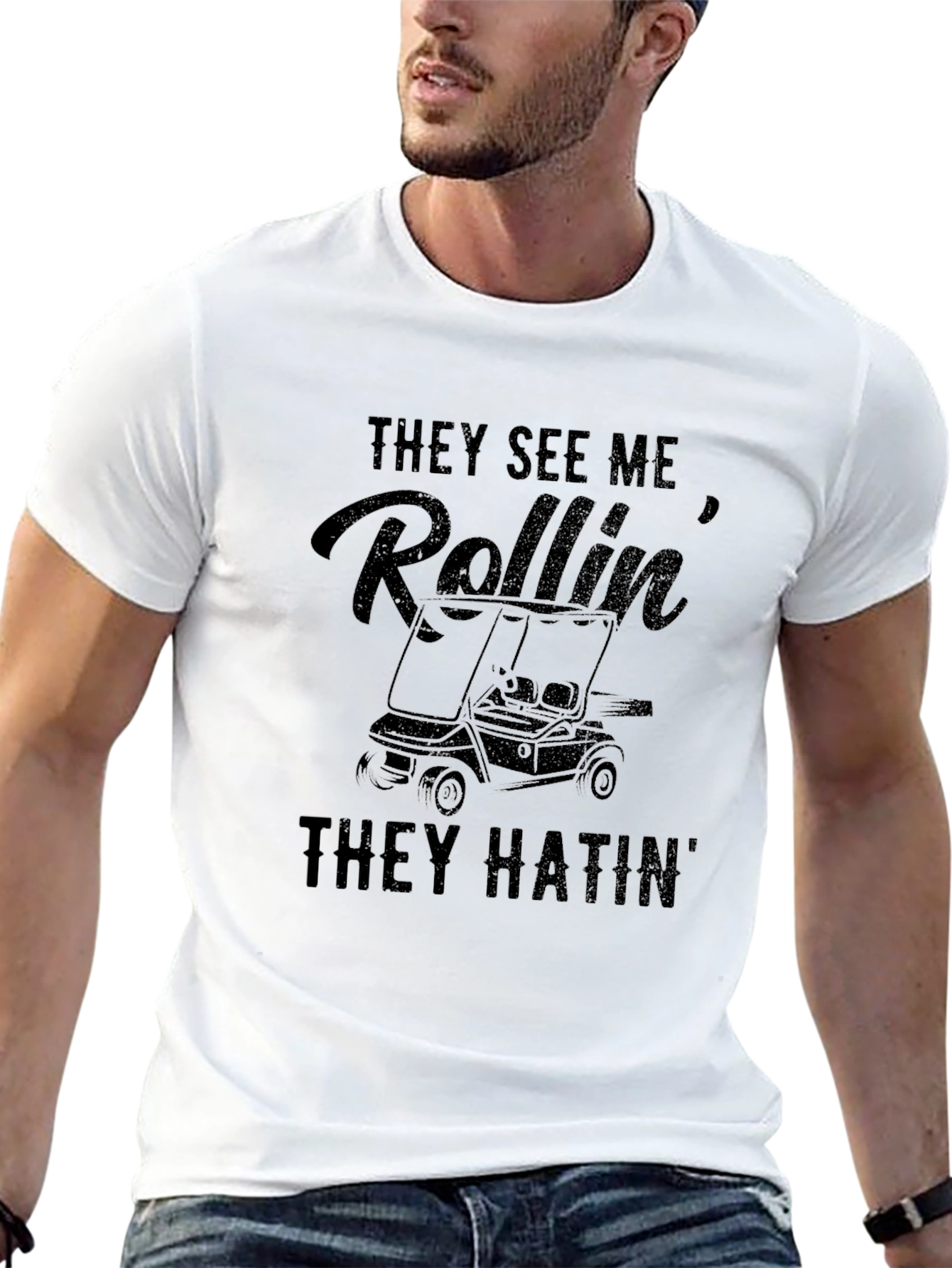 Black They See Me Rollin' Black T-Shirt view 13
