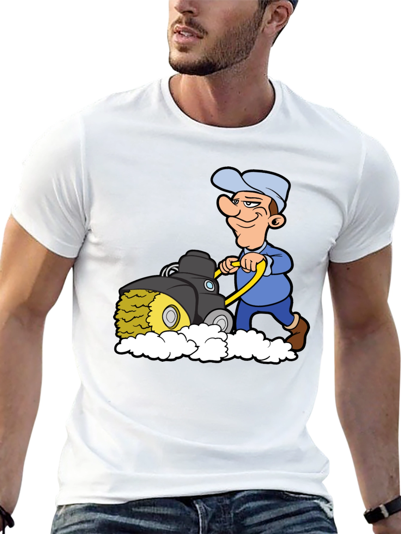 Black Cartoon Mower T-Shirt view 13
