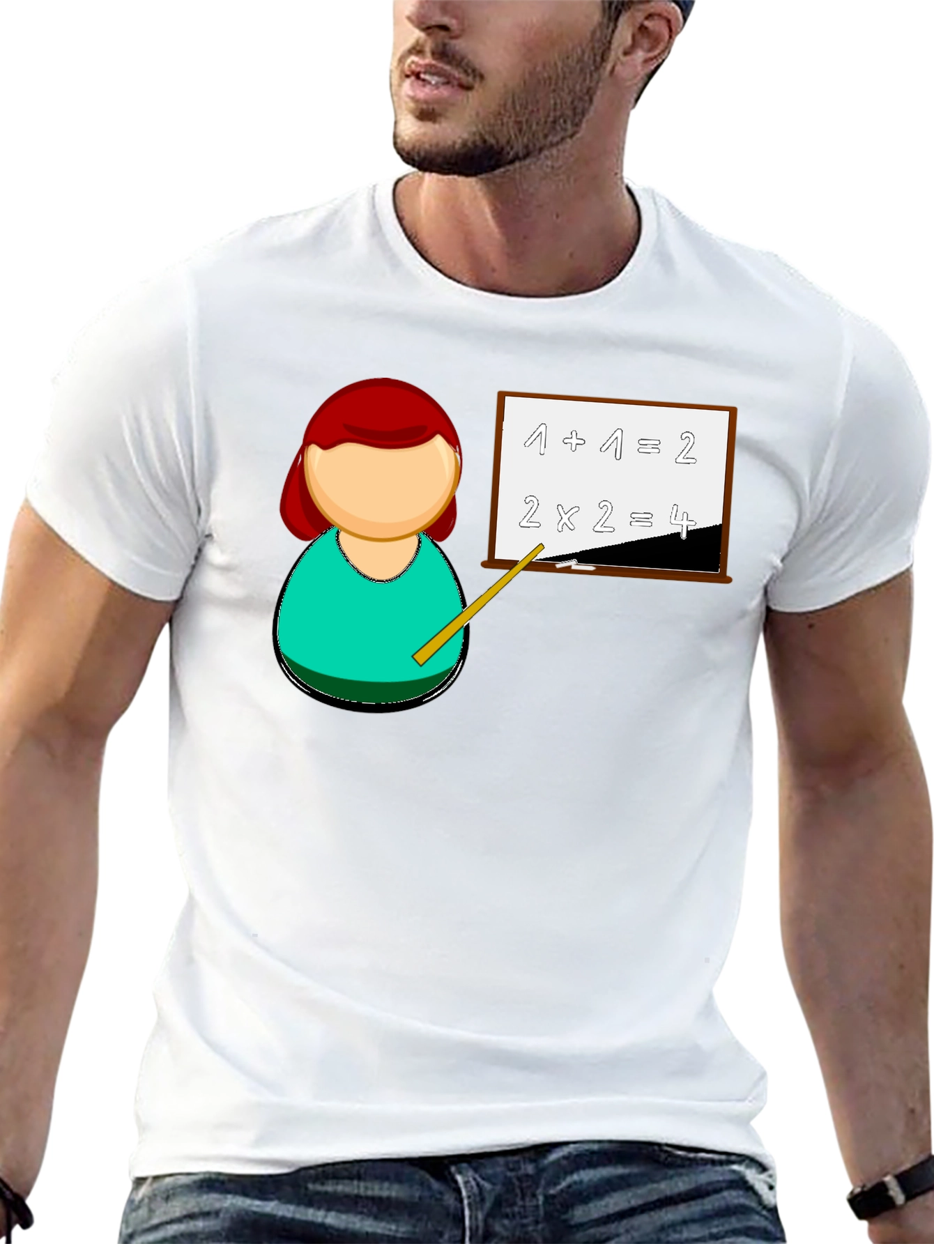 Black Math Teacher T-Shirt - Unique Cartoon Design view 13