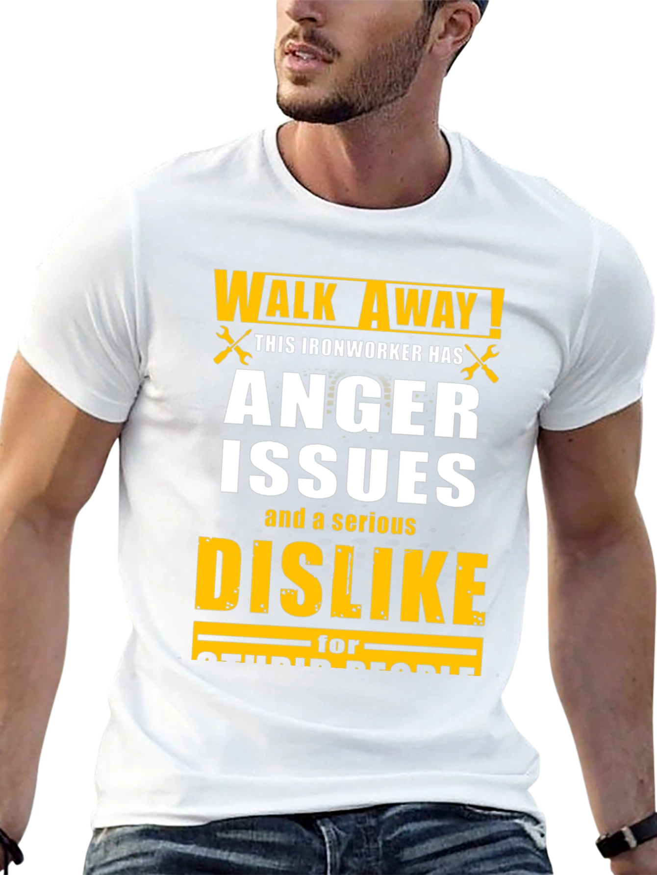 Black Ironworker Anger Issues Graphic T-Shirt view 13