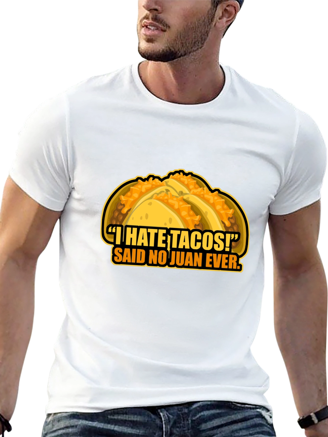Black Funny 'I Hate Tacos!' Graphic Print T-Shirt view 13