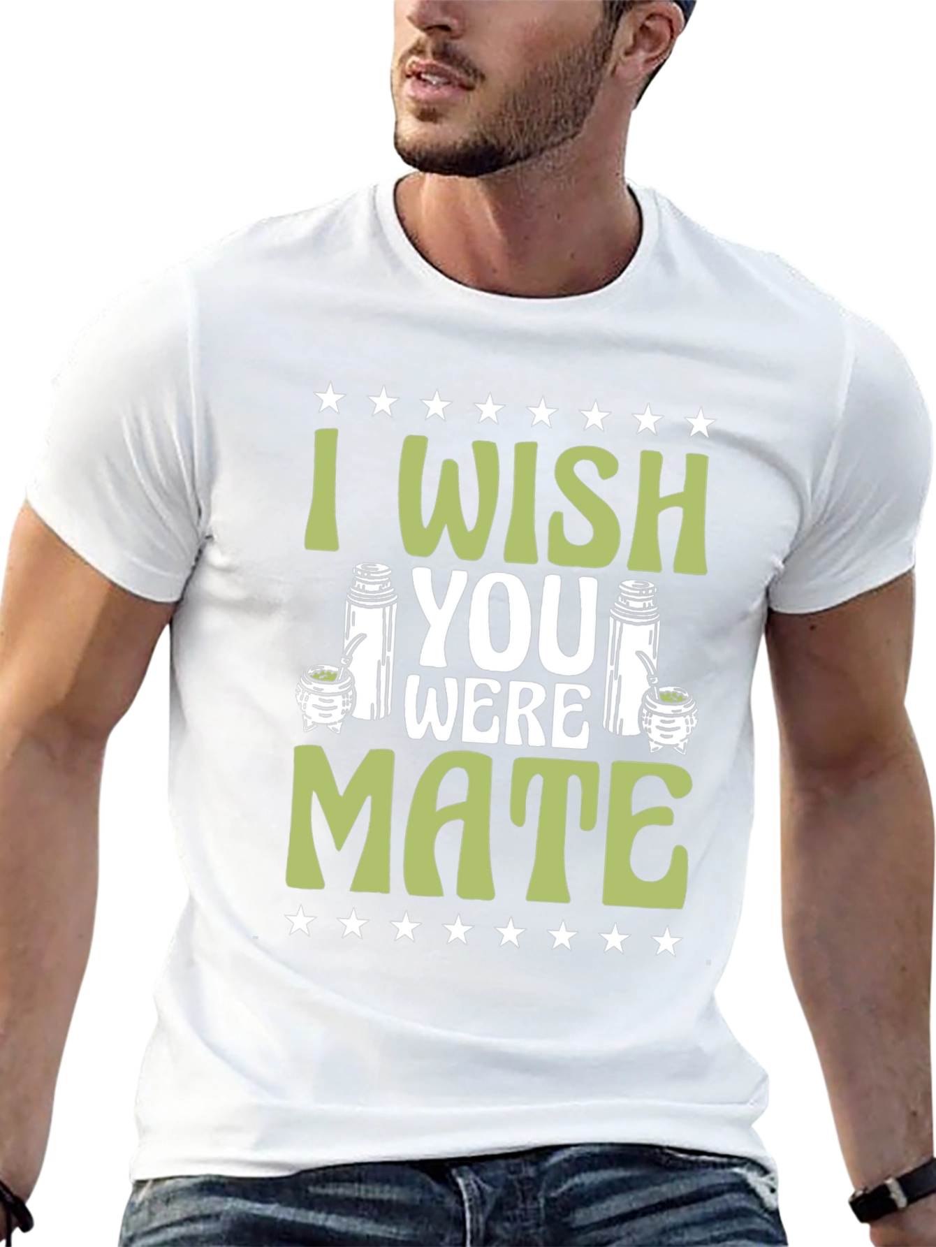 Black I Wish You Were Mate T-Shirt view 13