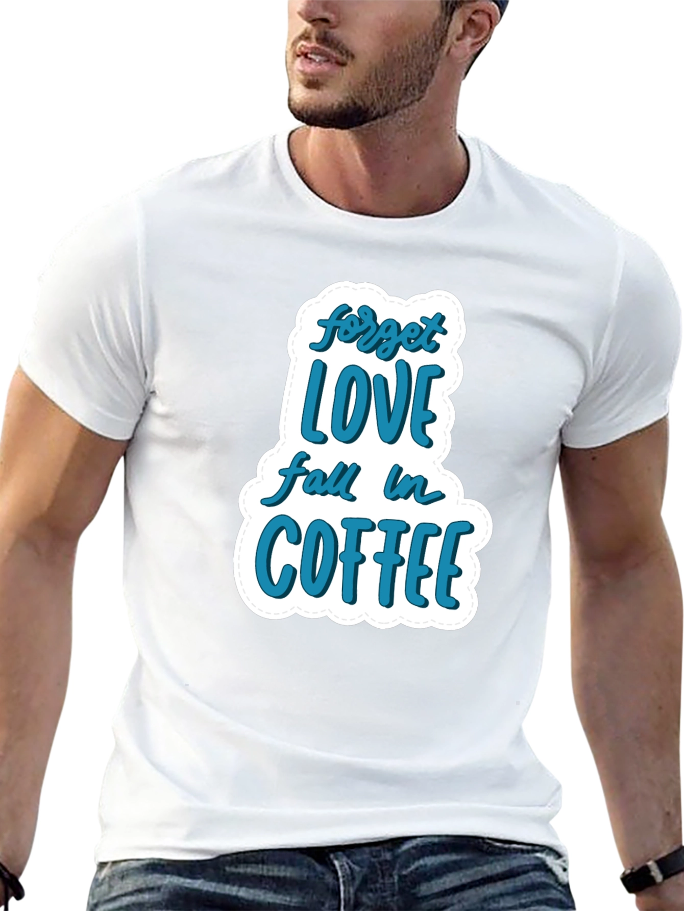 Black Forget Love, Fall in Coffee T-Shirt - Stylish & Comfy Black Tee view 13