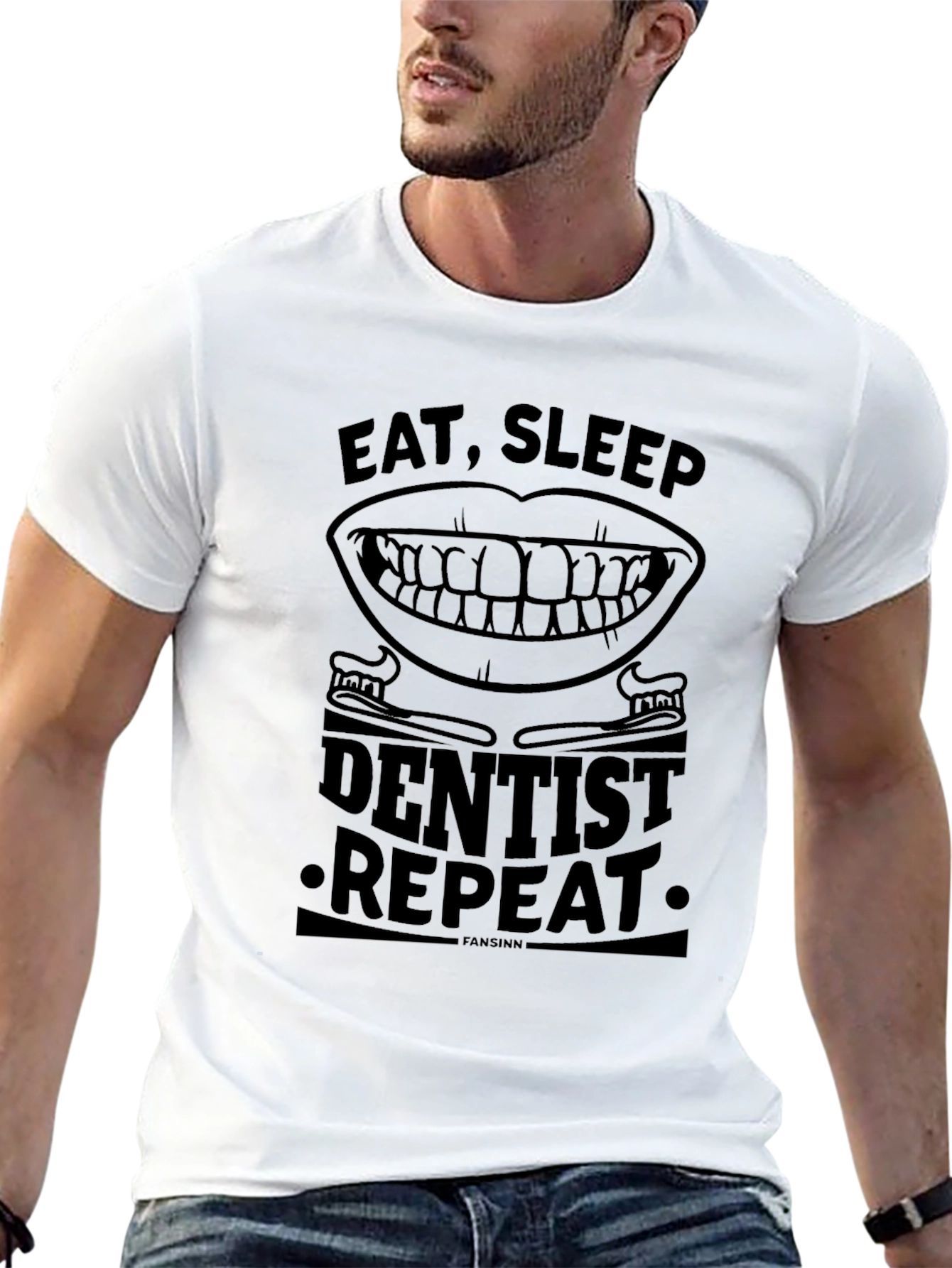 Black Eat Sleep Dentist Repeat Black T-Shirt view 13