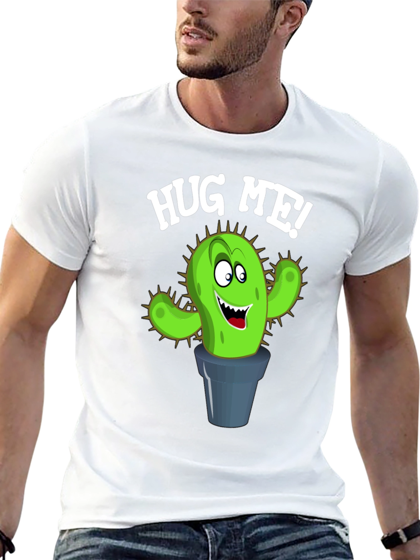 Black Hug Me Cactus Graphic Tee - Black view 13