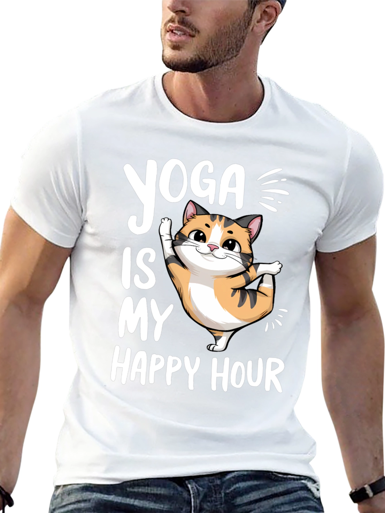 Black Yoga Cat T-Shirt - Happy Hour Tee view 13