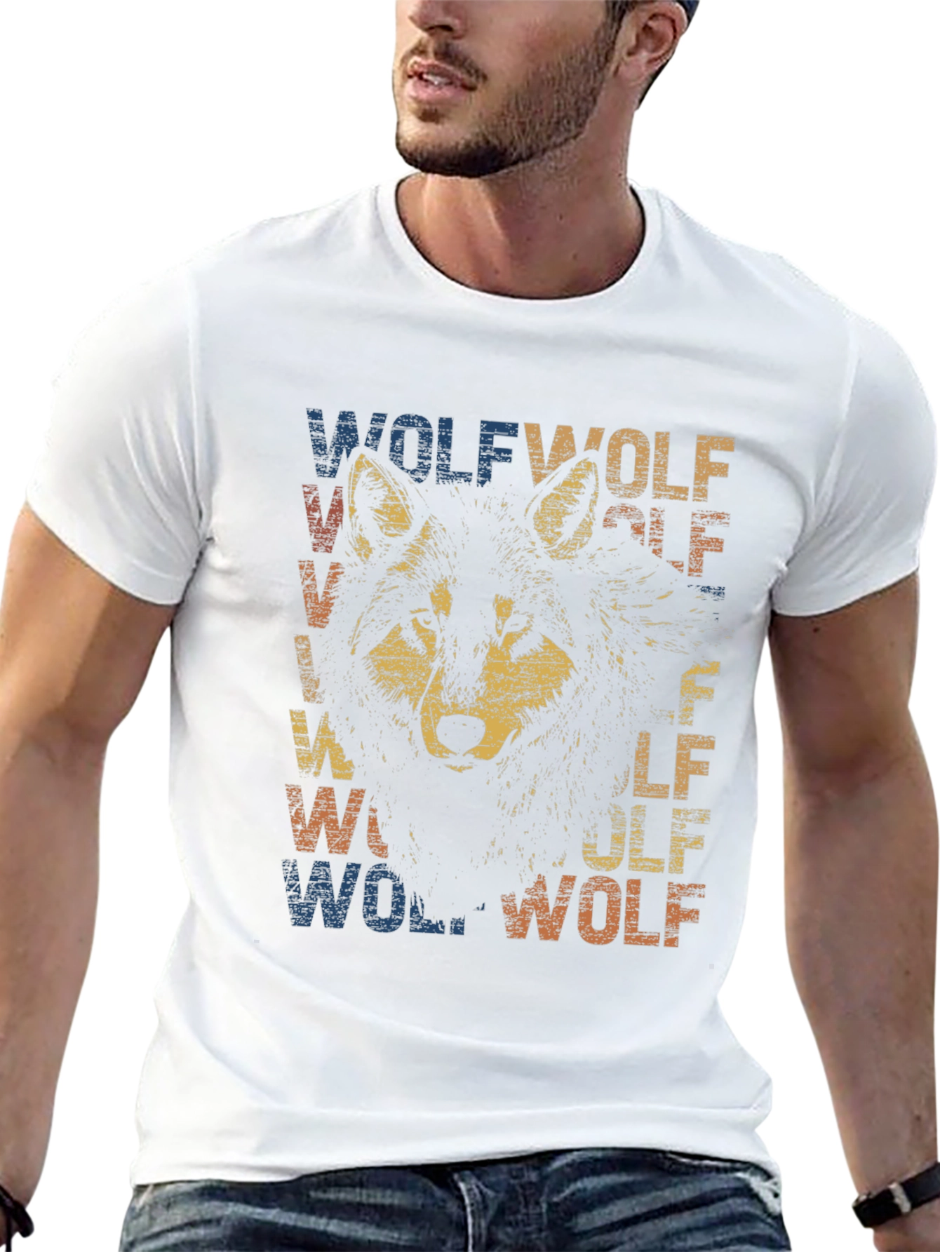 Black Vintage Wolf Graphic T-Shirt - Retro Style Tee view 13