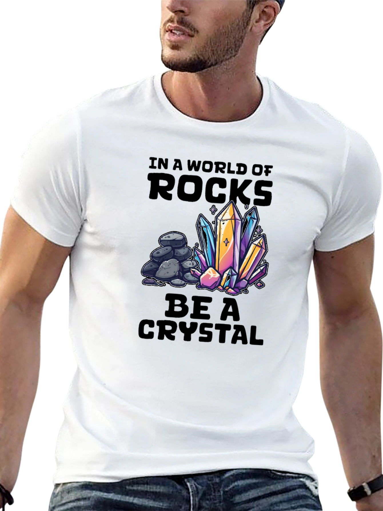 Black Be a Crystal T-Shirt - Unique Graphic Tee view 13