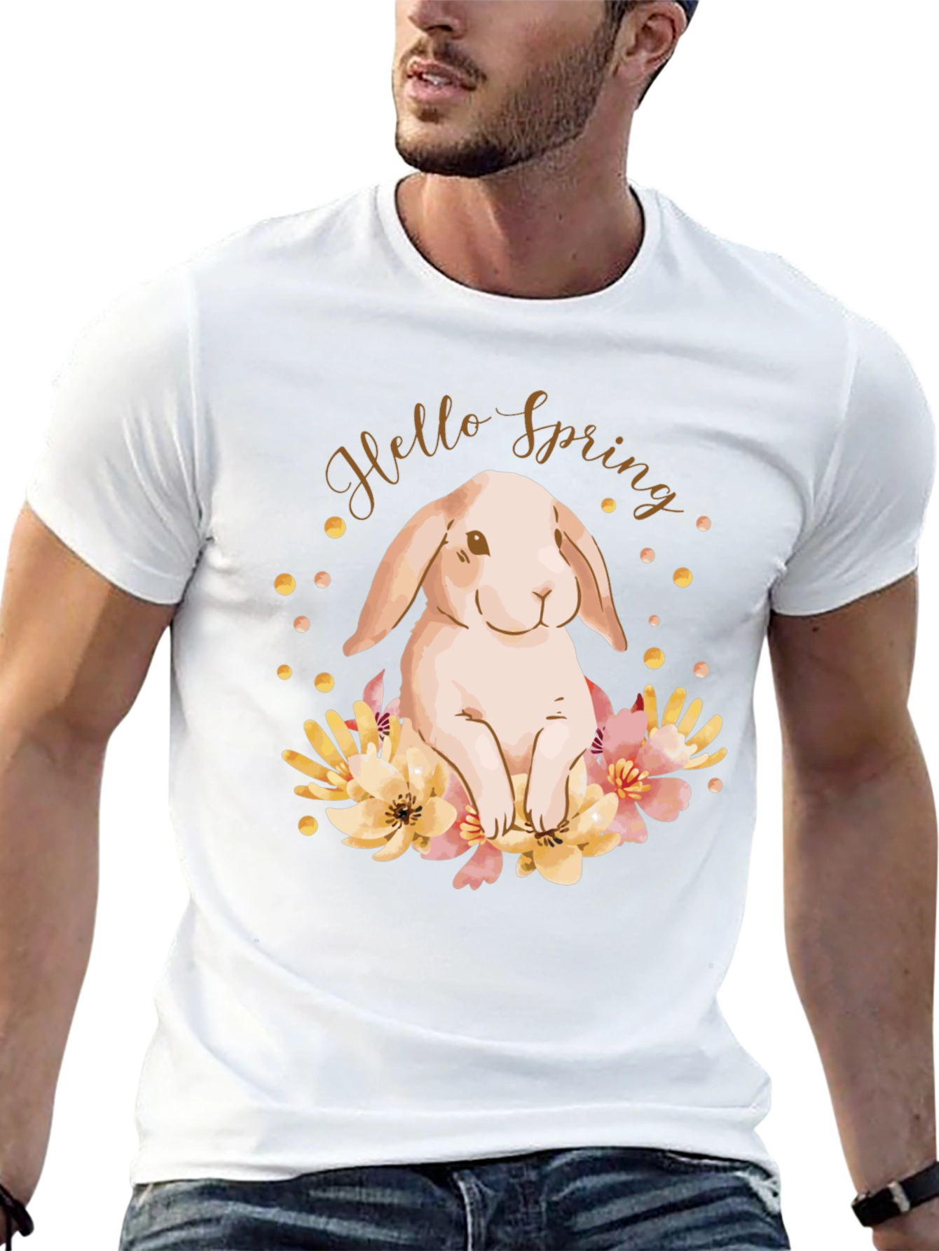 Black Hello Spring Bunny T-Shirt view 13