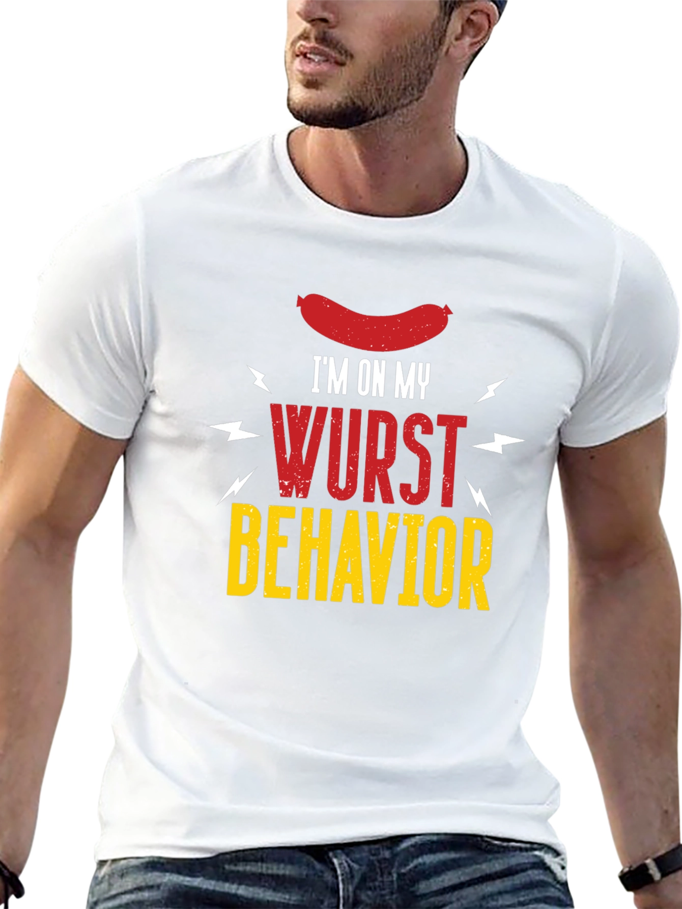 Black Wurst Behavior Graphic T-Shirt - Funny Sausage Tee view 13