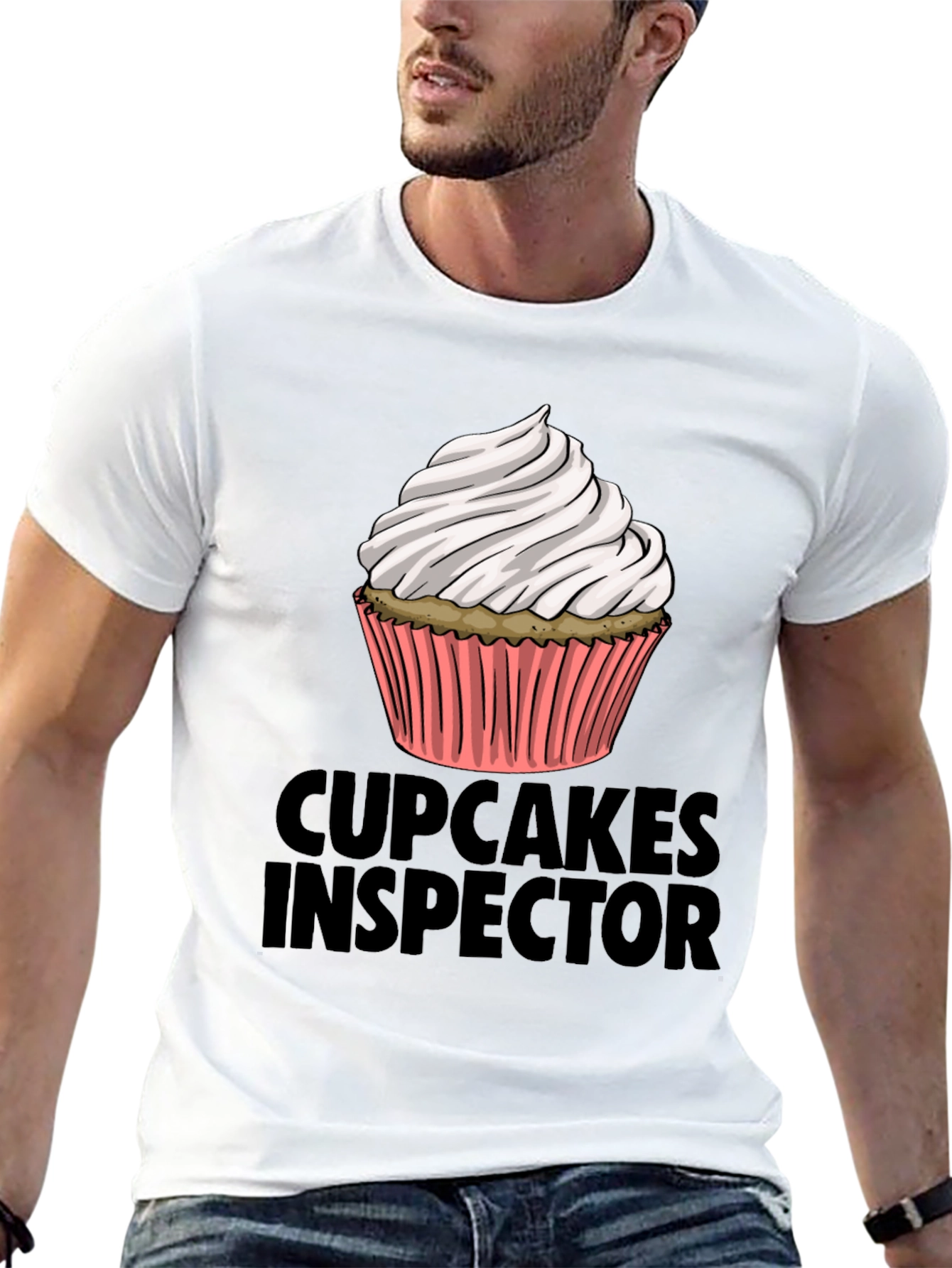 Black Cupcakes Inspector Funny Graphic T-Shirt view 13