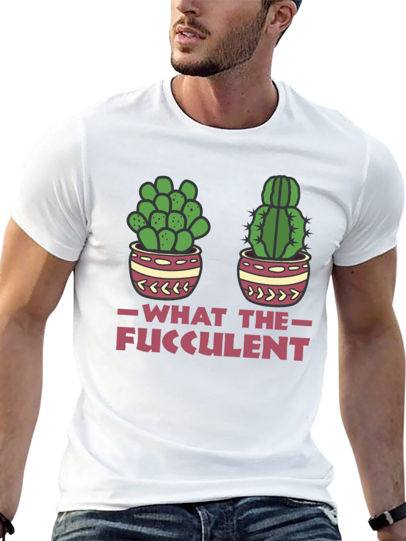 Black What The Fucculent Funny Cactus T-Shirt view 13