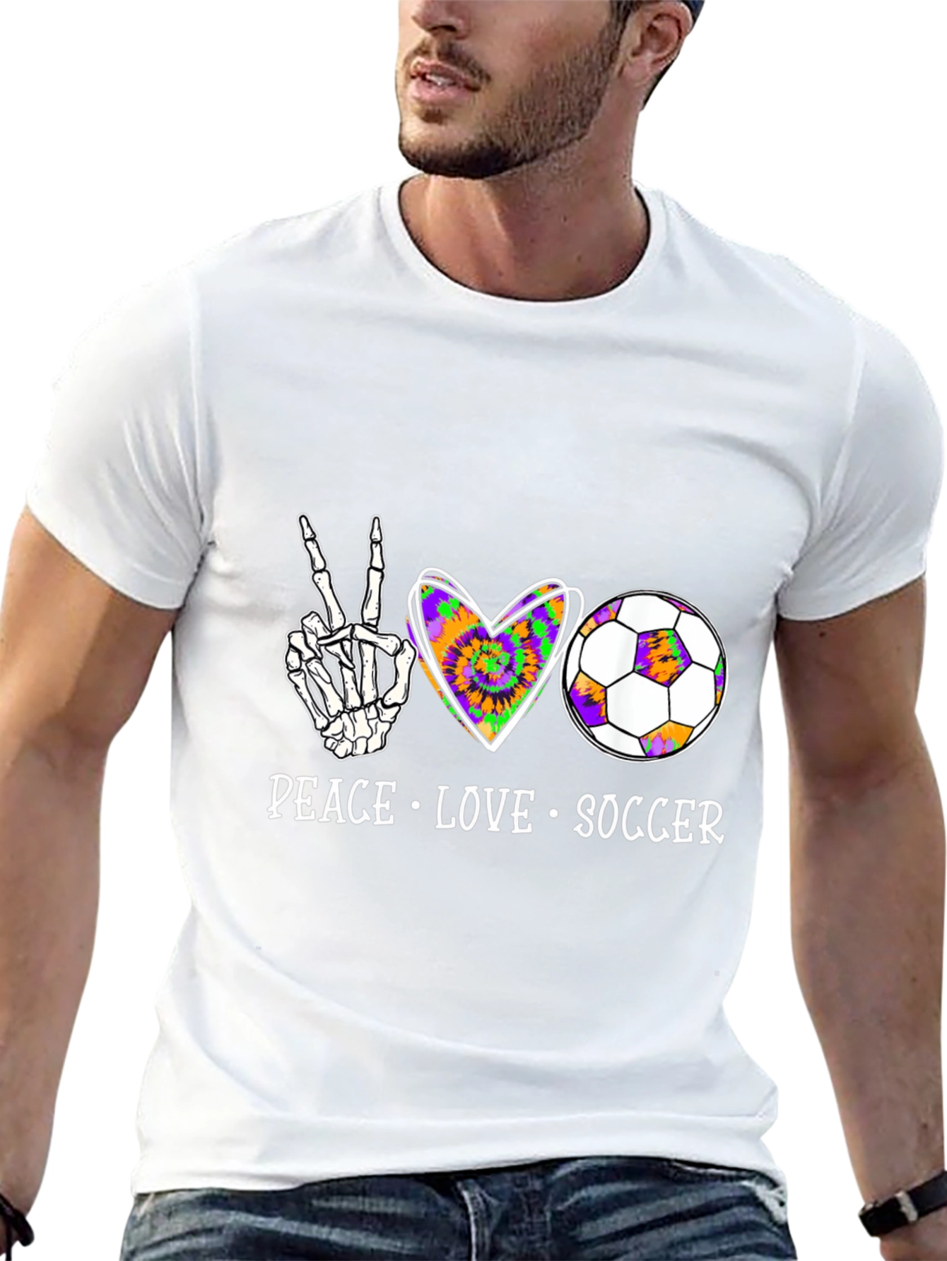 Black Peace Love Soccer T-Shirt view 13