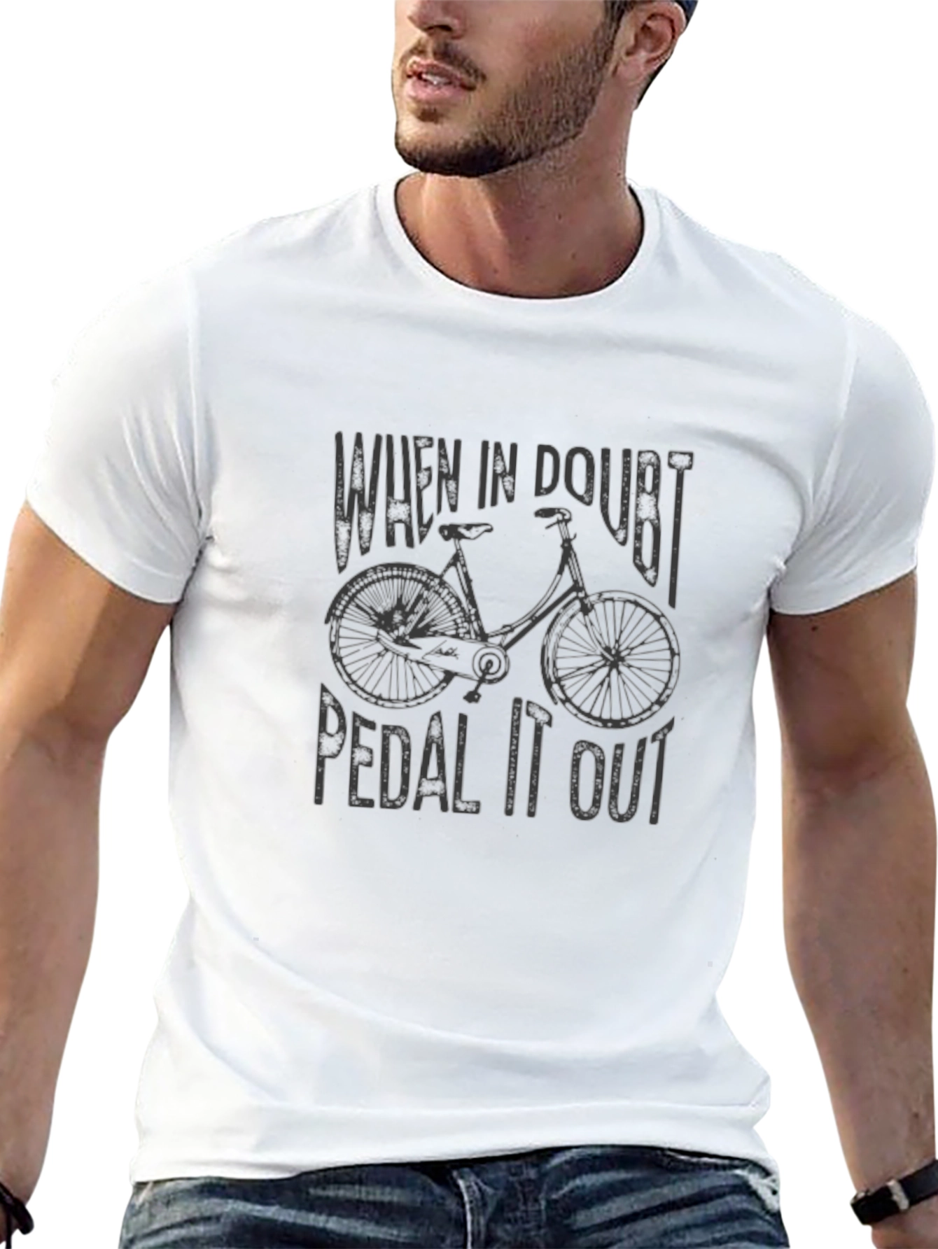 Black When In Doubt Pedal It Out - Unisex T-Shirt view 13