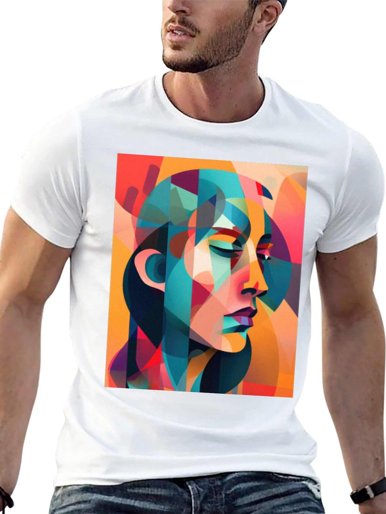 Black Abstract Woman Graphic Tee - Bold Artistic Design view 13