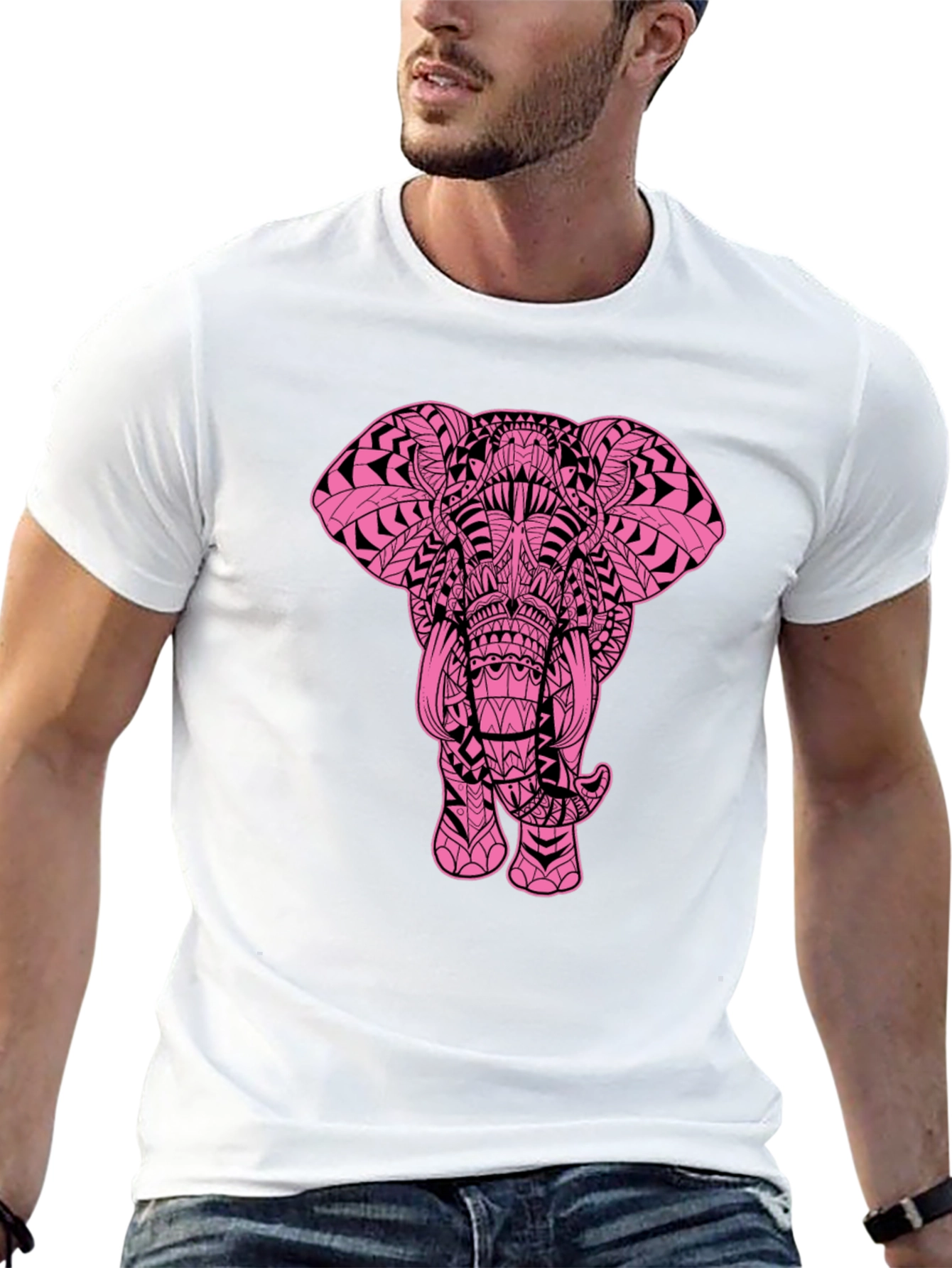 Black Elephant Graphic Black T-Shirt - Stylish Men's Tee view 13