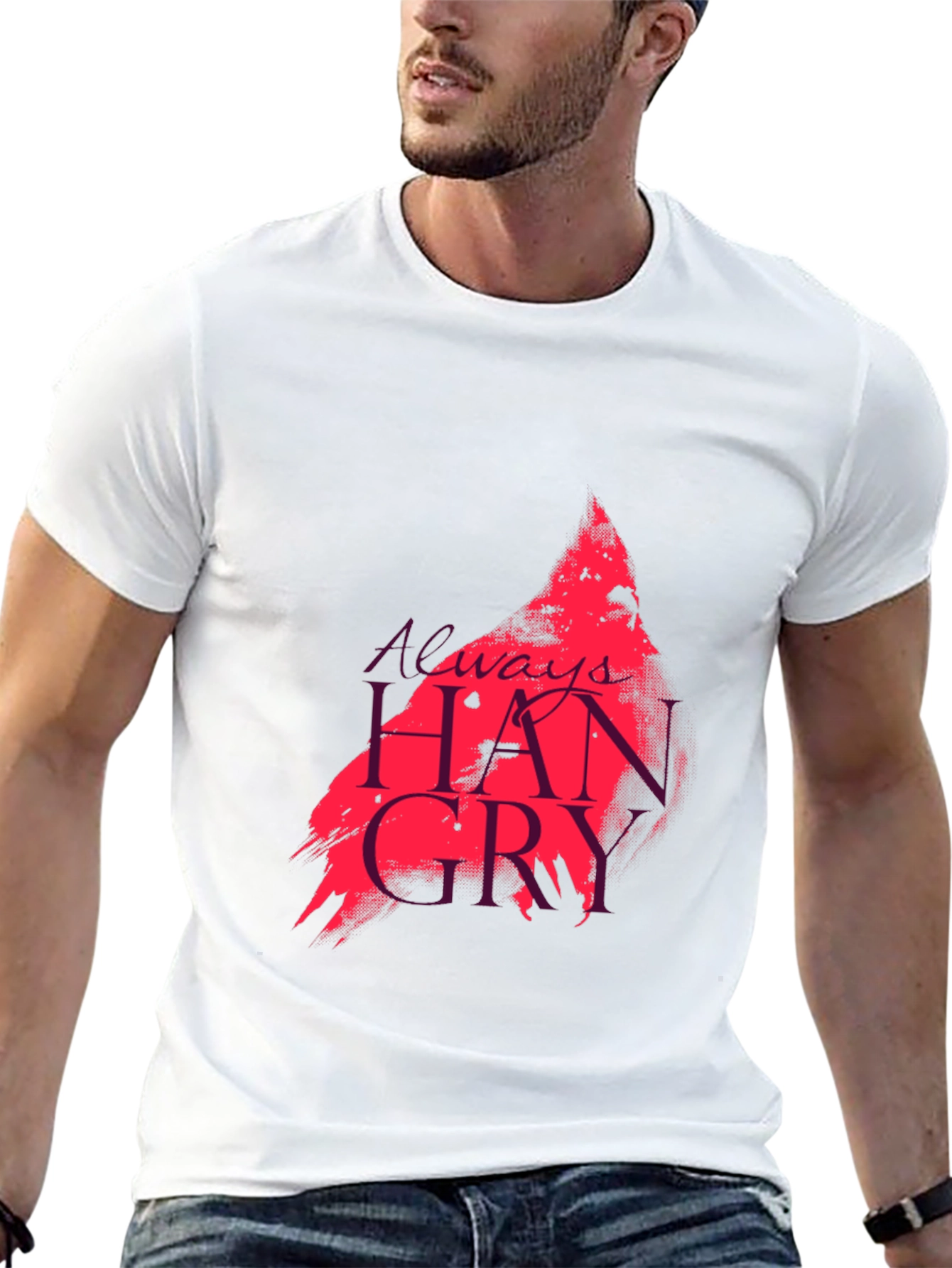 Black Always Hangry Graphic Tee - Black Cotton T-Shirt view 13