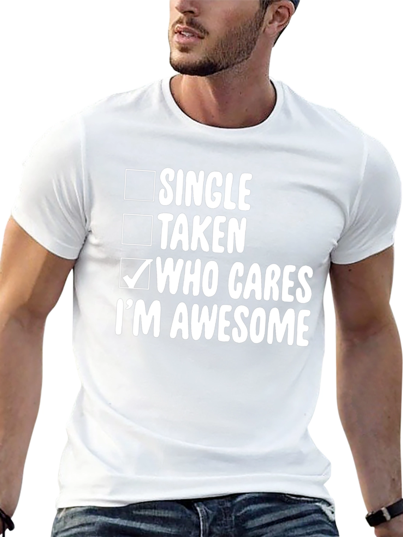 Black Who Cares I'm Awesome T-Shirt view 13