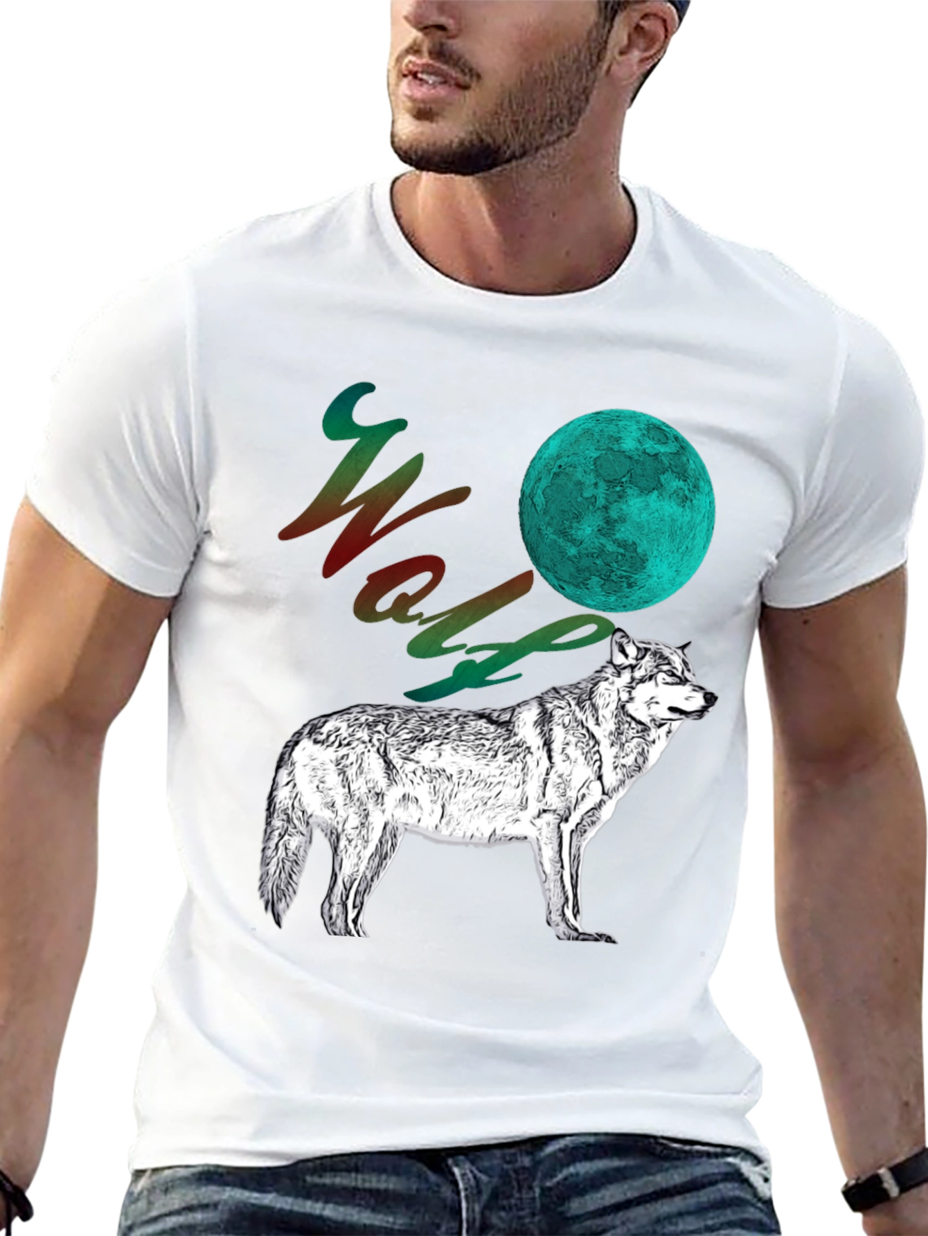 Black Wolf Moon Graphic Tee - Men's Black T-Shirt view 13