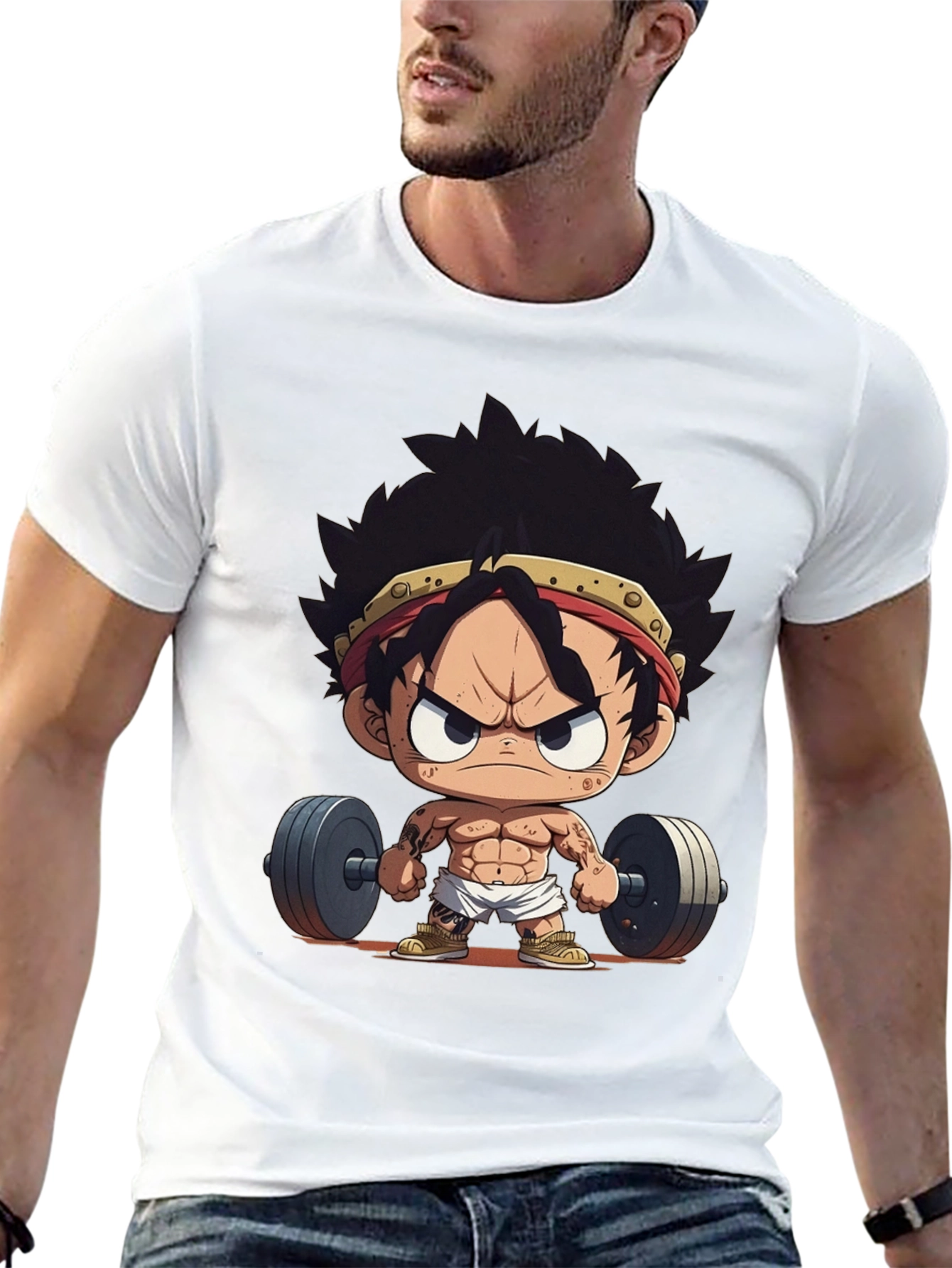 Black Anime Gym T-Shirt: Strong Luffy view 13