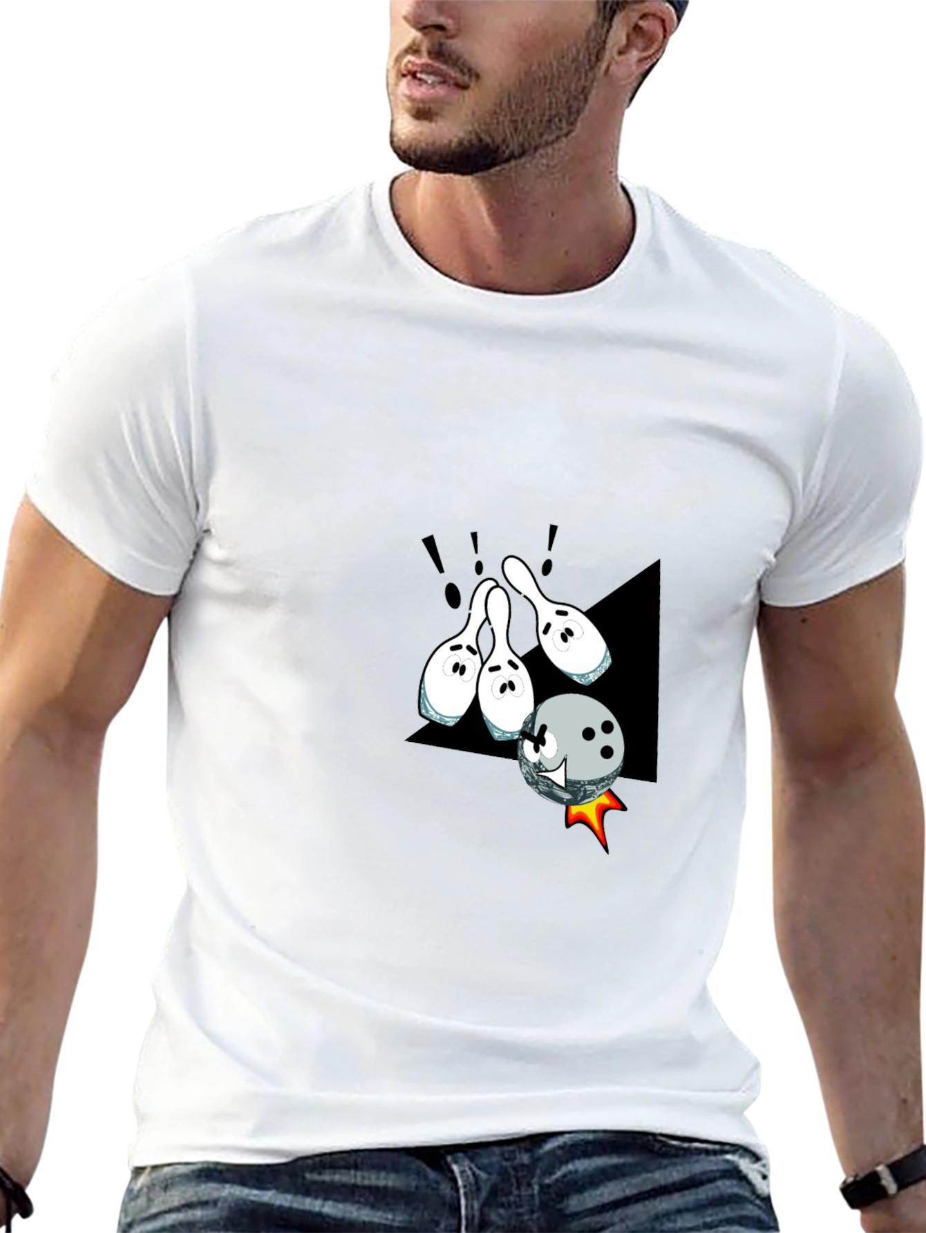 Black Bowling Strike T-Shirt - Fun Cartoon Design view 13