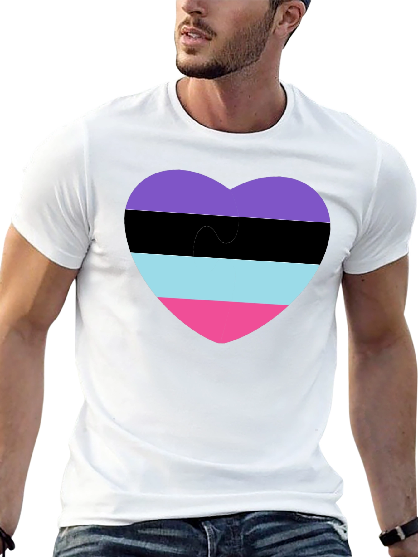 Black Omnisexual Pride Heart T-Shirt - Black view 13